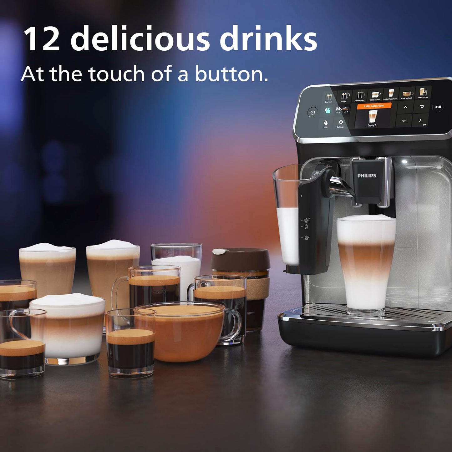 Philips 5500 Series Bean to Cup Coffee Machine – 20 Hot & Iced drinks, LatteGo Milk Frother, Fastest-to-Clean, 40% Quieter, Ceramic Grinder, Fully Automatic Espresso & Cappuccino maker – EP5546/70