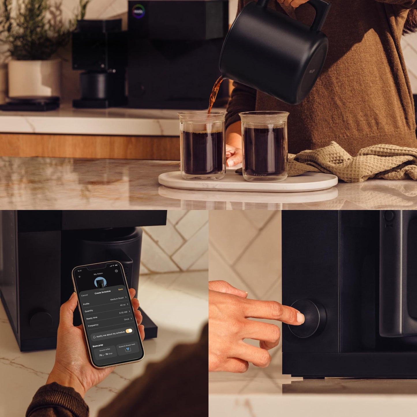 Fellow Aiden Precision Drip Coffee Maker, Thermal Carafe, Perfect Temperature Control, Bloom Cycle, Single Serve to 10 Cup Capacity, Matte Black, UK