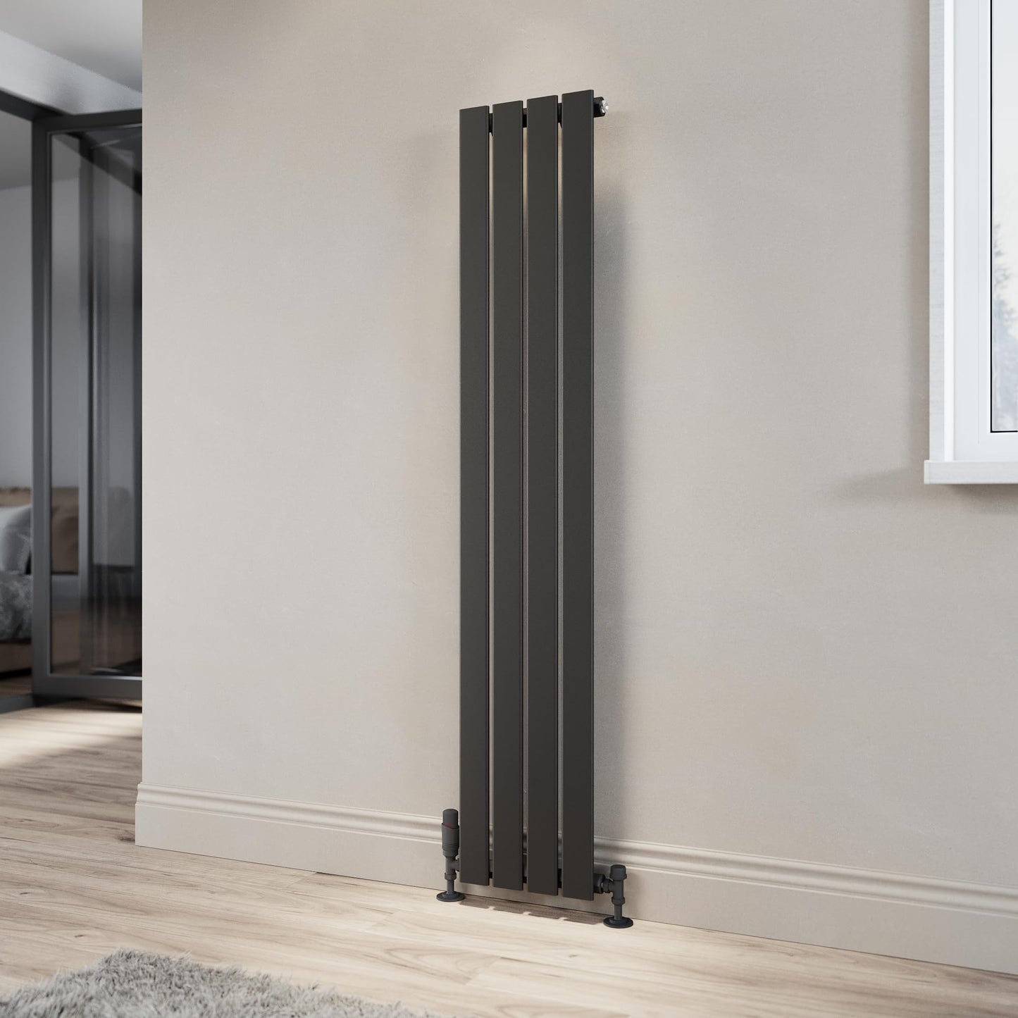 ELEGANT Radiators Vertical White Tall Single Bathroom Kitchen Designer Radiator Flat Panel 1800 x 452 mm