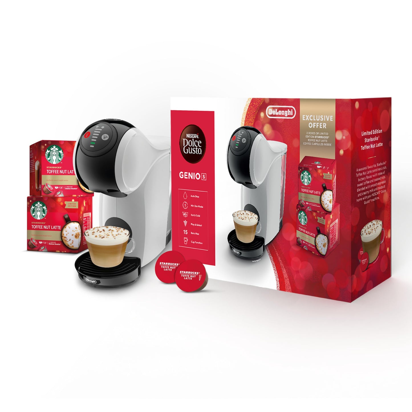 Dolce Gusto De'Longhi Genio S EDG226.A, Pod Coffee Machine, Compact Design, Adjustable Drink Size, 0,8L Removable Water Tank, 1470 W, Anthracite