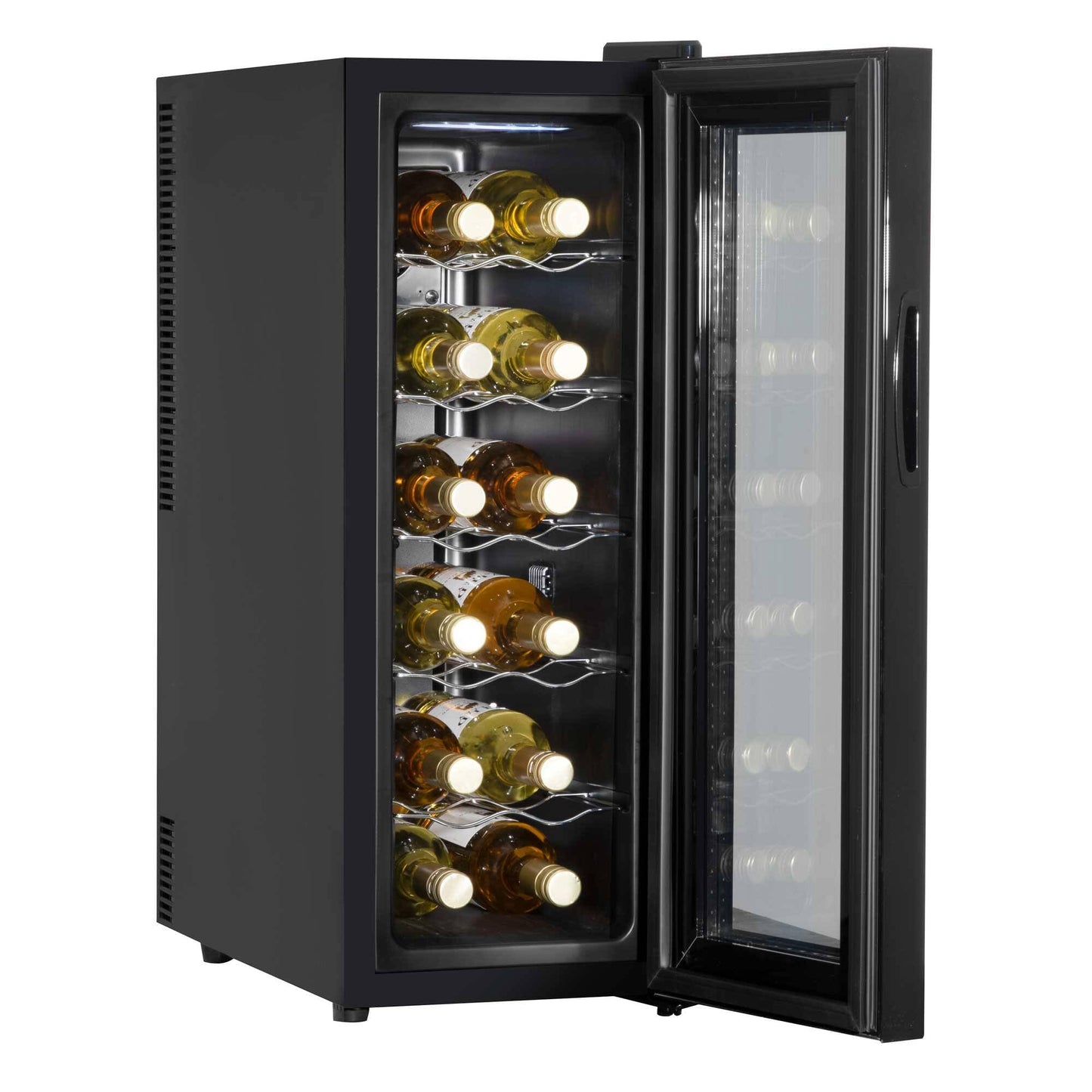 Baridi Black 12 Bottle Wine Fridge Cooler, Super Quiet 25dB, Touch Control, LED - DH73
