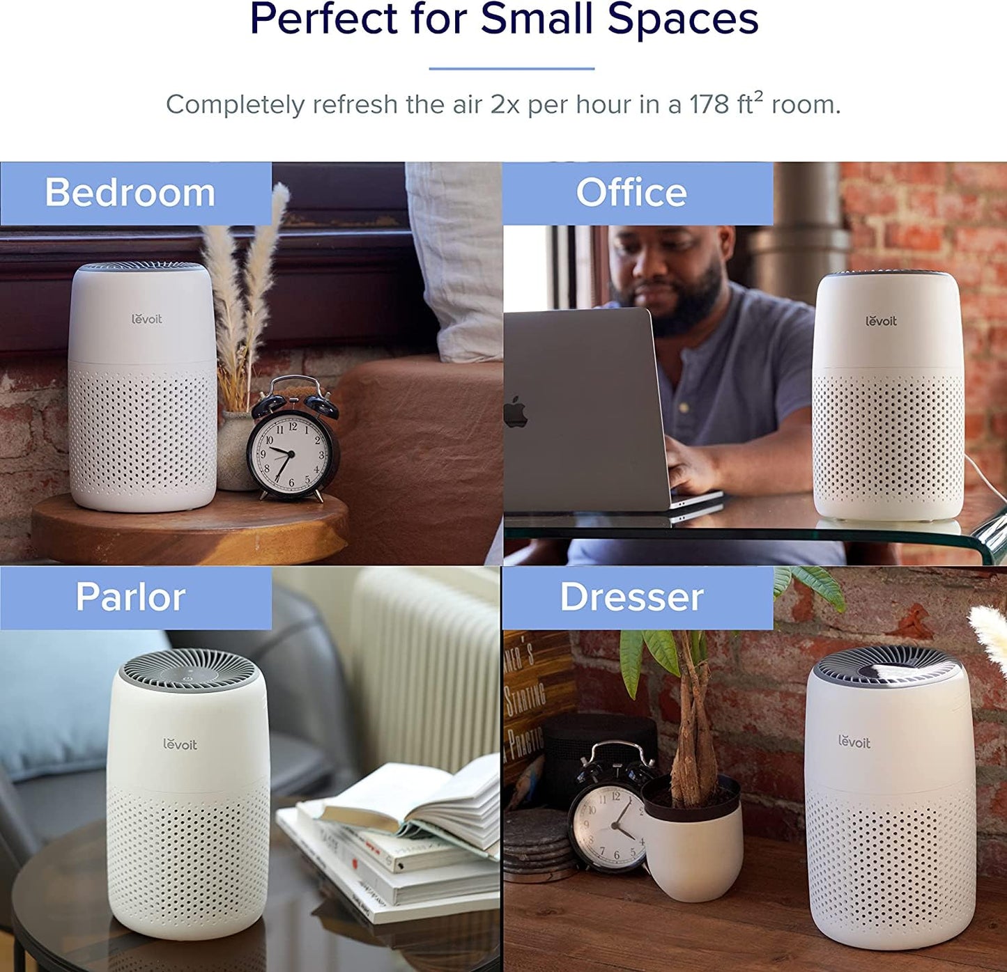 LEVOIT Air Purifier for Bedroom Home, Quiet HEPA Filter Cleaner with Fragrance Sponge & 3 Speed for Better Sleep, Air Frenshener, Allergies, Dust, Pet Dander, Odour, Smoke, Office, Desktop, Core Mini