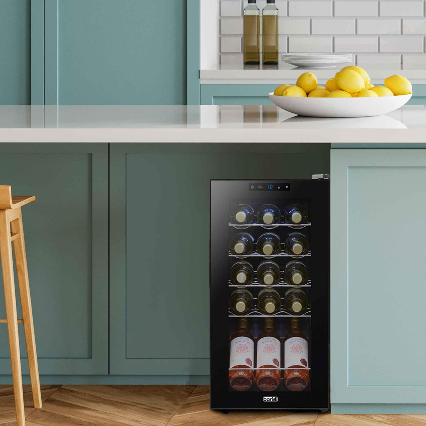 Baridi Black 12 Bottle Wine Fridge Cooler, Super Quiet 25dB, Touch Control, LED - DH73