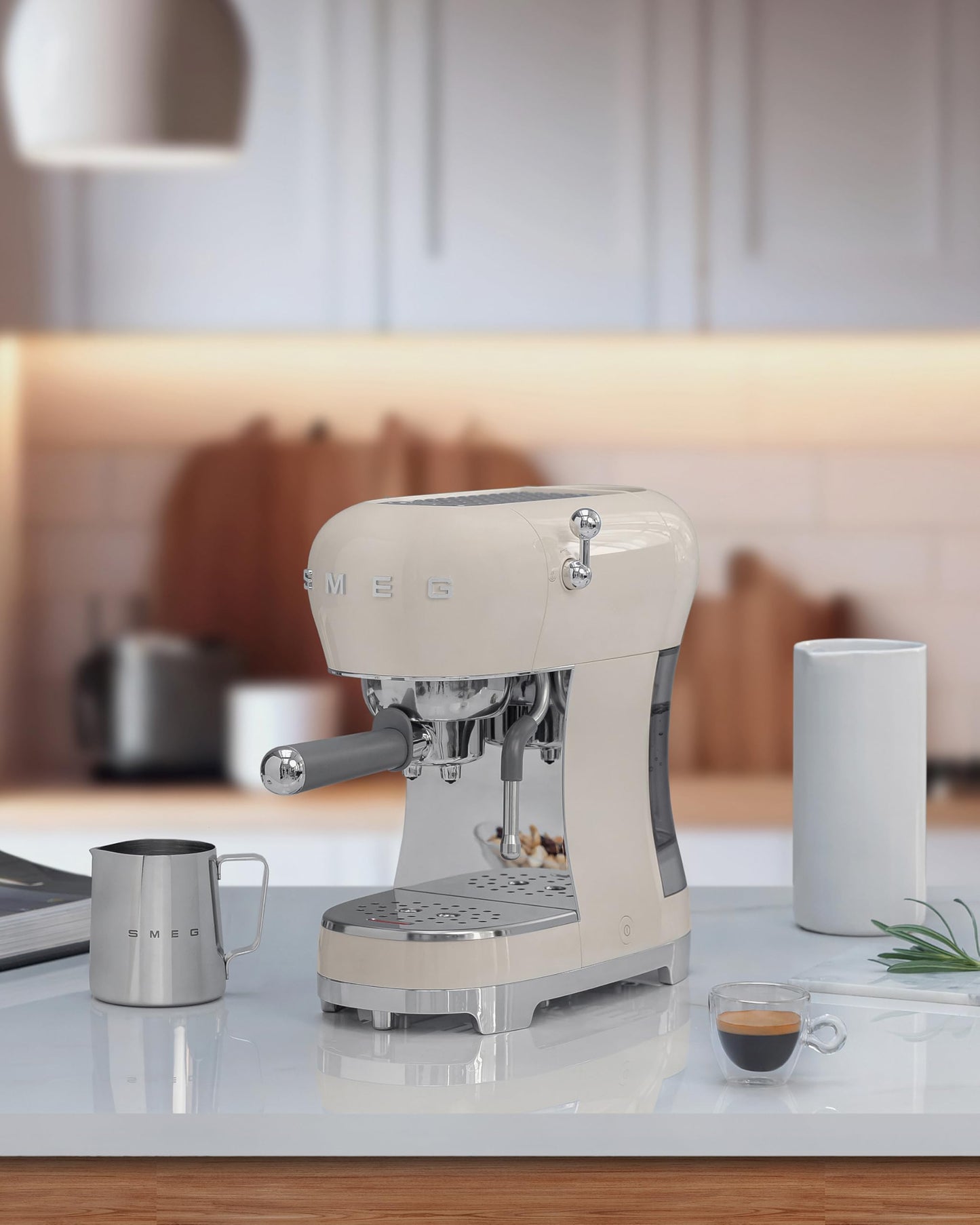 Smeg Retro Coffee Range Set, Espresso Machine with Steam Wand, Electric Coffee Grinder, Black