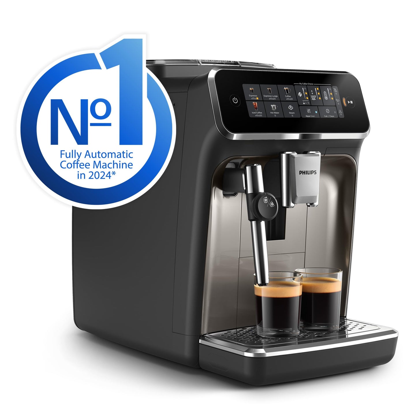 Philips 5500 Series Bean to Cup Coffee Machine – 20 Hot & Iced drinks, LatteGo Milk Frother, Fastest-to-Clean, 40% Quieter, Ceramic Grinder, Fully Automatic Espresso & Cappuccino maker – EP5546/70