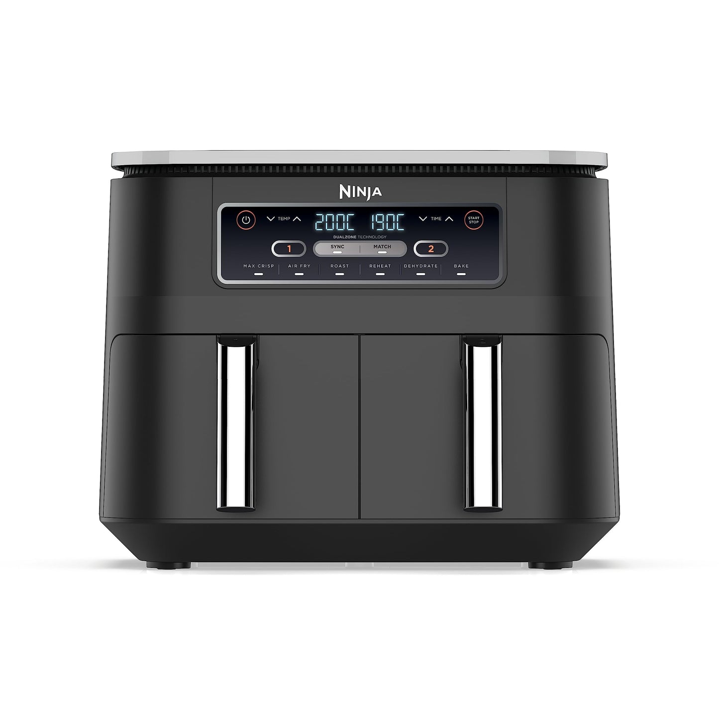 Ninja Foodi MAX Dual Zone Air Fryer, Amazon Exclusive, Tongs, 2 Drawers, 9.5L, 6-in-1, Use No Oil, Air Fry, Max Crisp, Roast, Bake, 8 Portions, Nonstick Dishwasher Safe Baskets, Copper/Black AF400UKCP