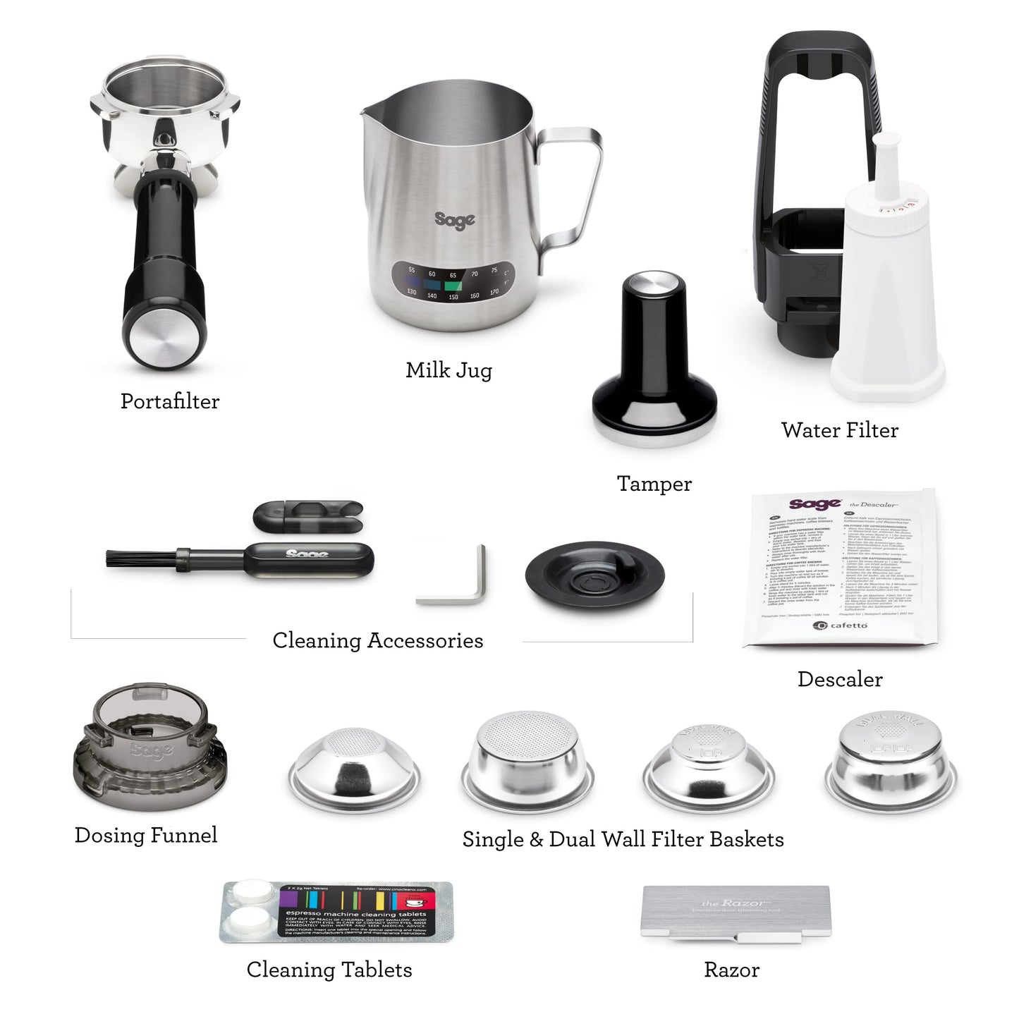 Sage - The Barista Express - Bean to Cup Coffee Machine with Grinder and Milk Frother, Brushed Stainless Steel