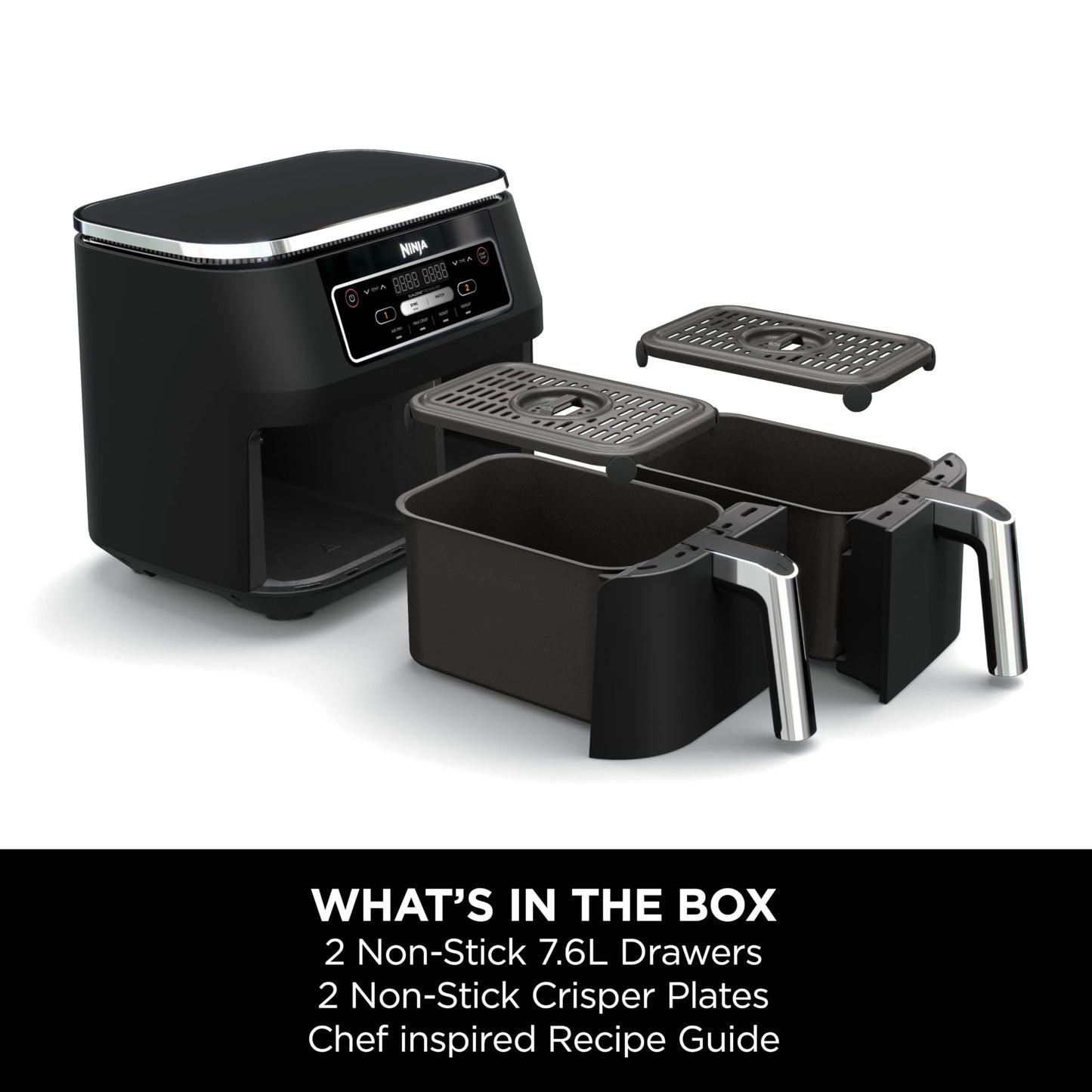 Ninja Foodi MAX Dual Zone Air Fryer, Amazon Exclusive, Tongs, 2 Drawers, 9.5L, 6-in-1, Use No Oil, Air Fry, Max Crisp, Roast, Bake, 8 Portions, Nonstick Dishwasher Safe Baskets, Copper/Black AF400UKCP