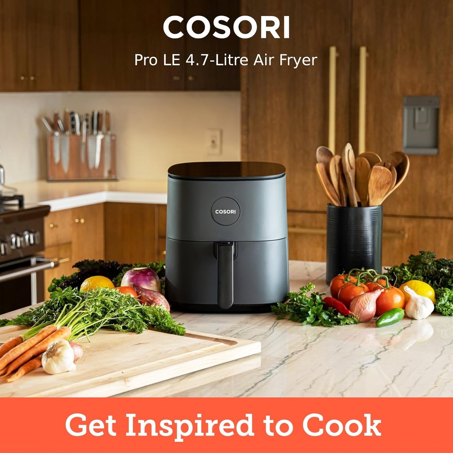 COSORI Air Fryer 4.7L, 9-in-1 Compact Air Fryers Oven, 130+ Recipes(Cookbook & Online), Max 230℃ Setting, Digital Tempered Glass Display, Quiet, 4 Portions, Non-Stick, Dishwasher Safe, 1500W