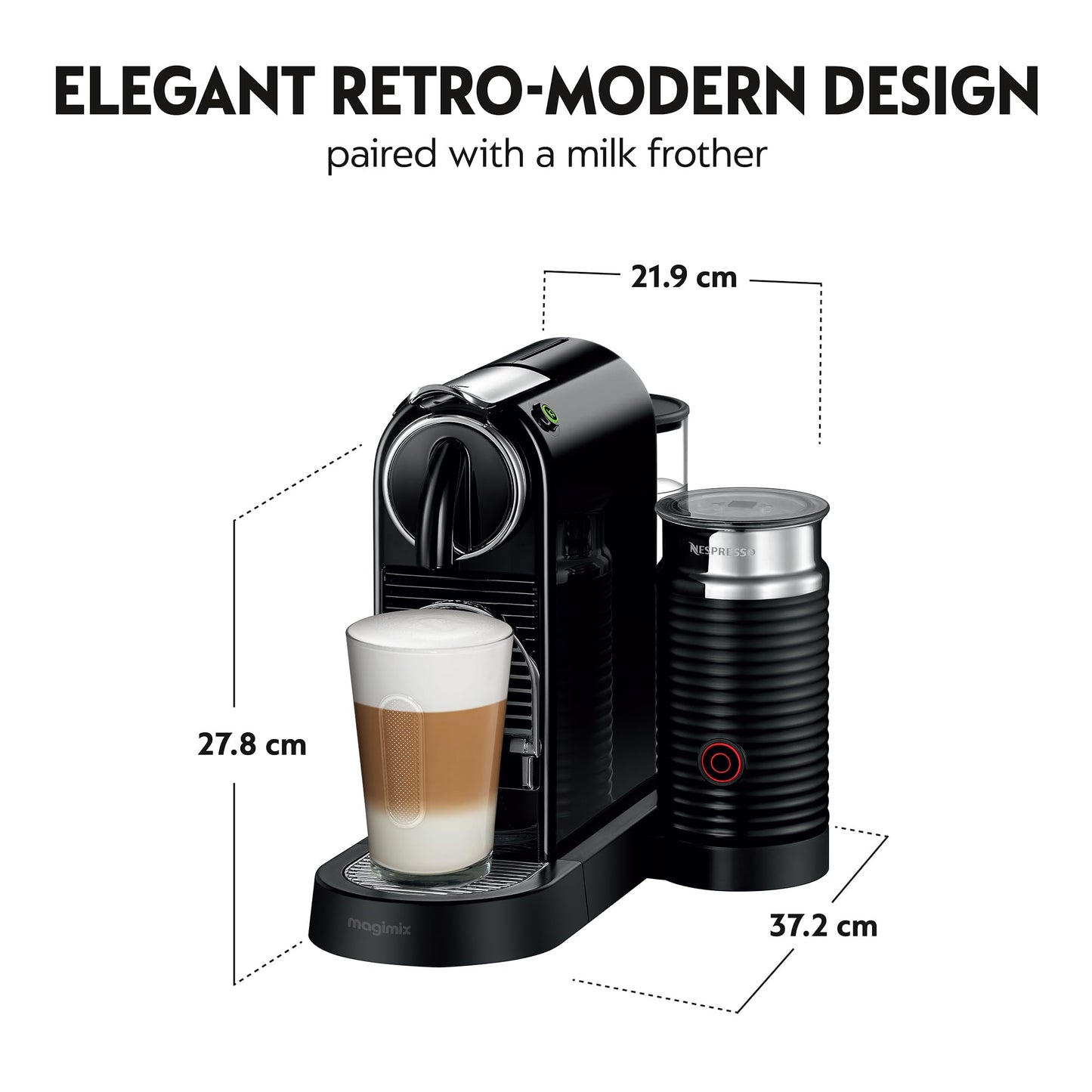 Nespresso De'Longhi CitiZ EN167.B, Capsule, Single-Serve Pod Coffee Machine, Compact Design, 19 Bar Pressure, 2 Cup Sizes, Welcome Set Included, Black, 1260 W