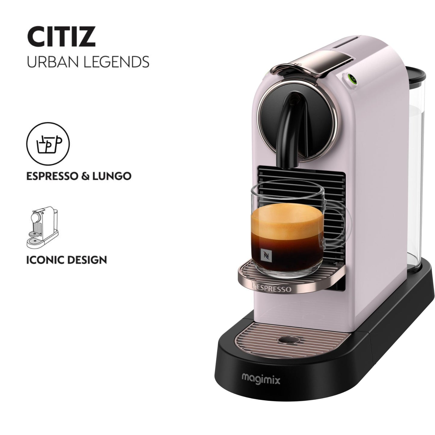 Nespresso De'Longhi CitiZ EN167.B, Capsule, Single-Serve Pod Coffee Machine, Compact Design, 19 Bar Pressure, 2 Cup Sizes, Welcome Set Included, Black, 1260 W