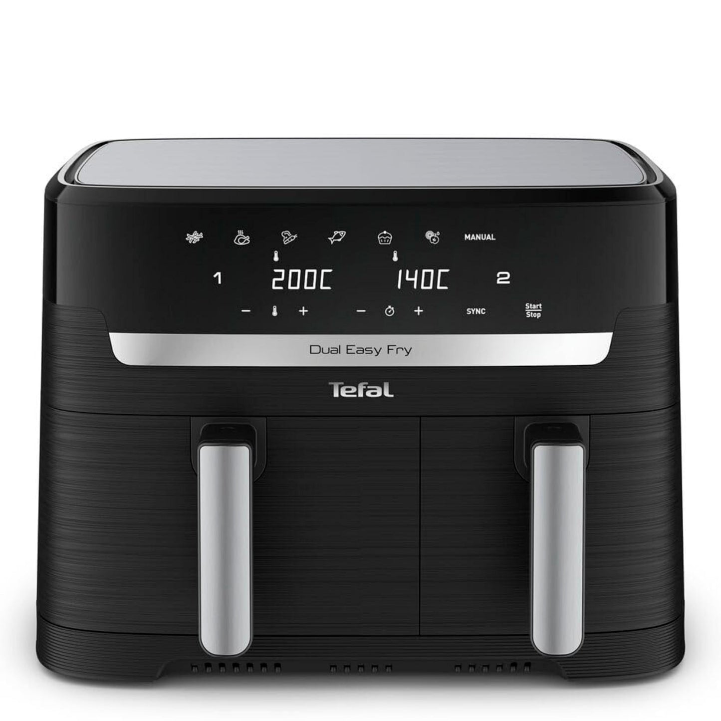 Tefal XXL Dual Easy Fry 11L Air Fryer, Dual Drawer, No Oil, Extra Crisp, Roast, Bake, Reheat, Dehydrate, 7 Pre-set Programs, Dishwasher Safe, 8+ Portions, Java-Grey, EY942BG0