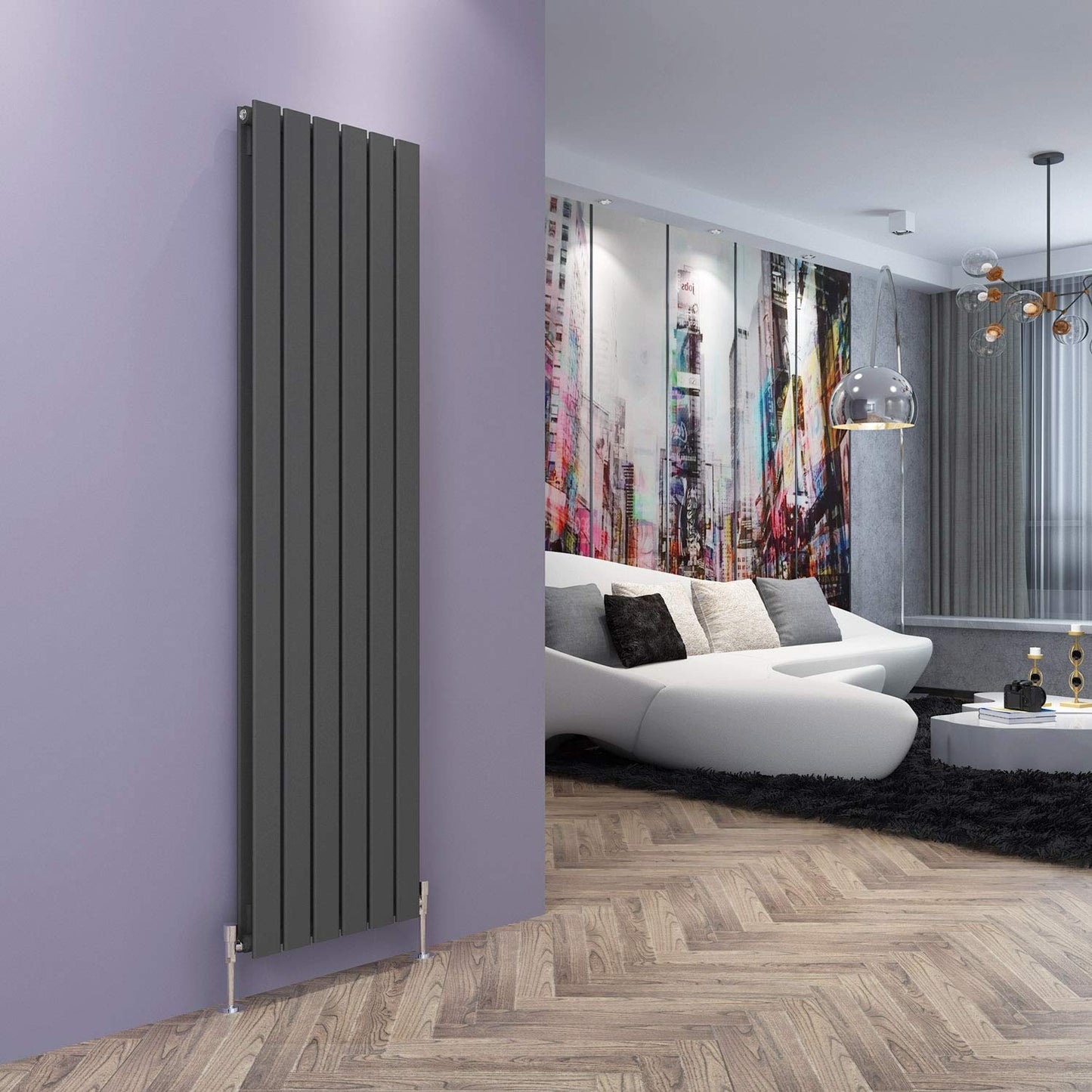 ELEGANT Radiators Vertical White Tall Single Bathroom Kitchen Designer Radiator Flat Panel 1800 x 452 mm
