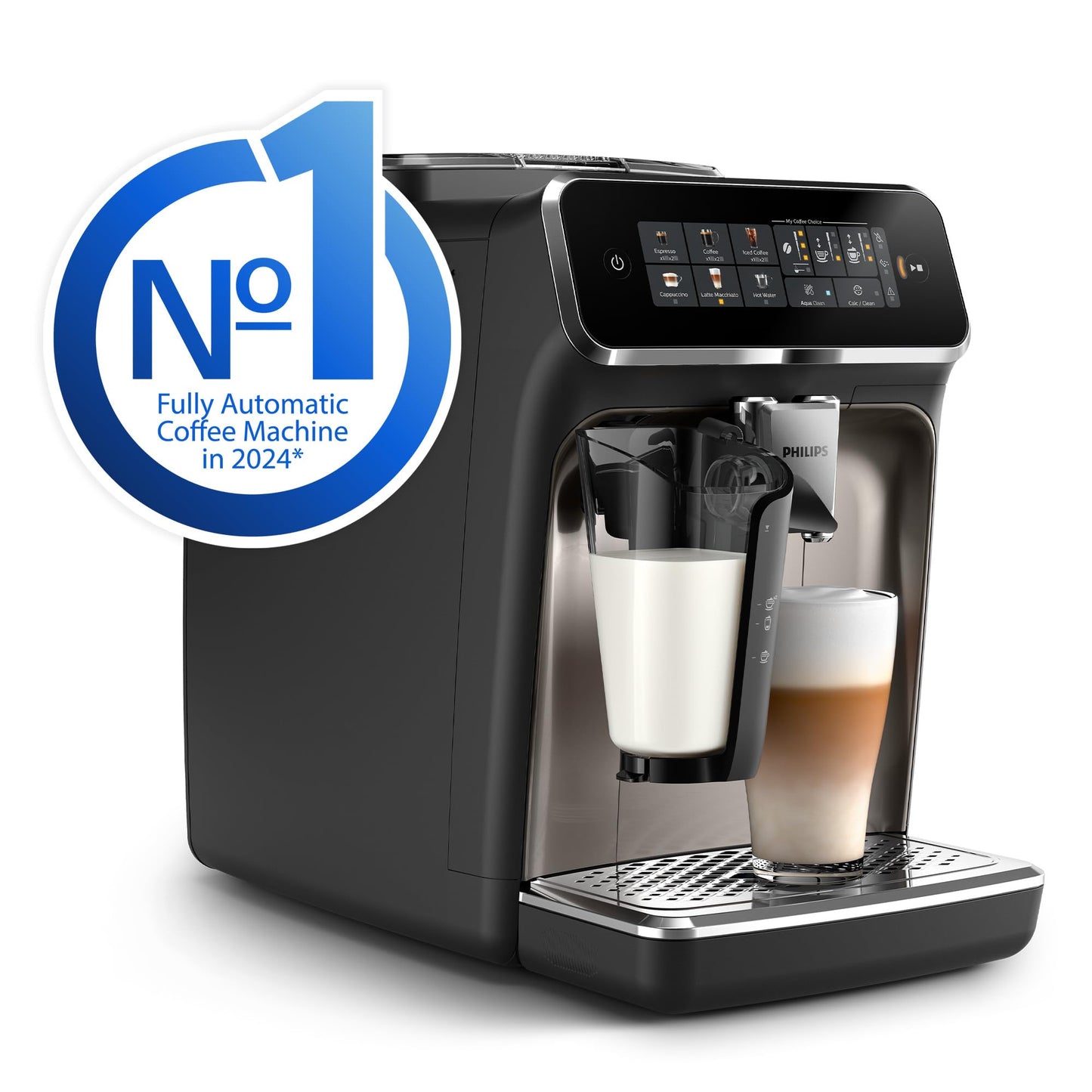 Philips 5500 Series Bean to Cup Coffee Machine – 20 Hot & Iced drinks, LatteGo Milk Frother, Fastest-to-Clean, 40% Quieter, Ceramic Grinder, Fully Automatic Espresso & Cappuccino maker – EP5546/70