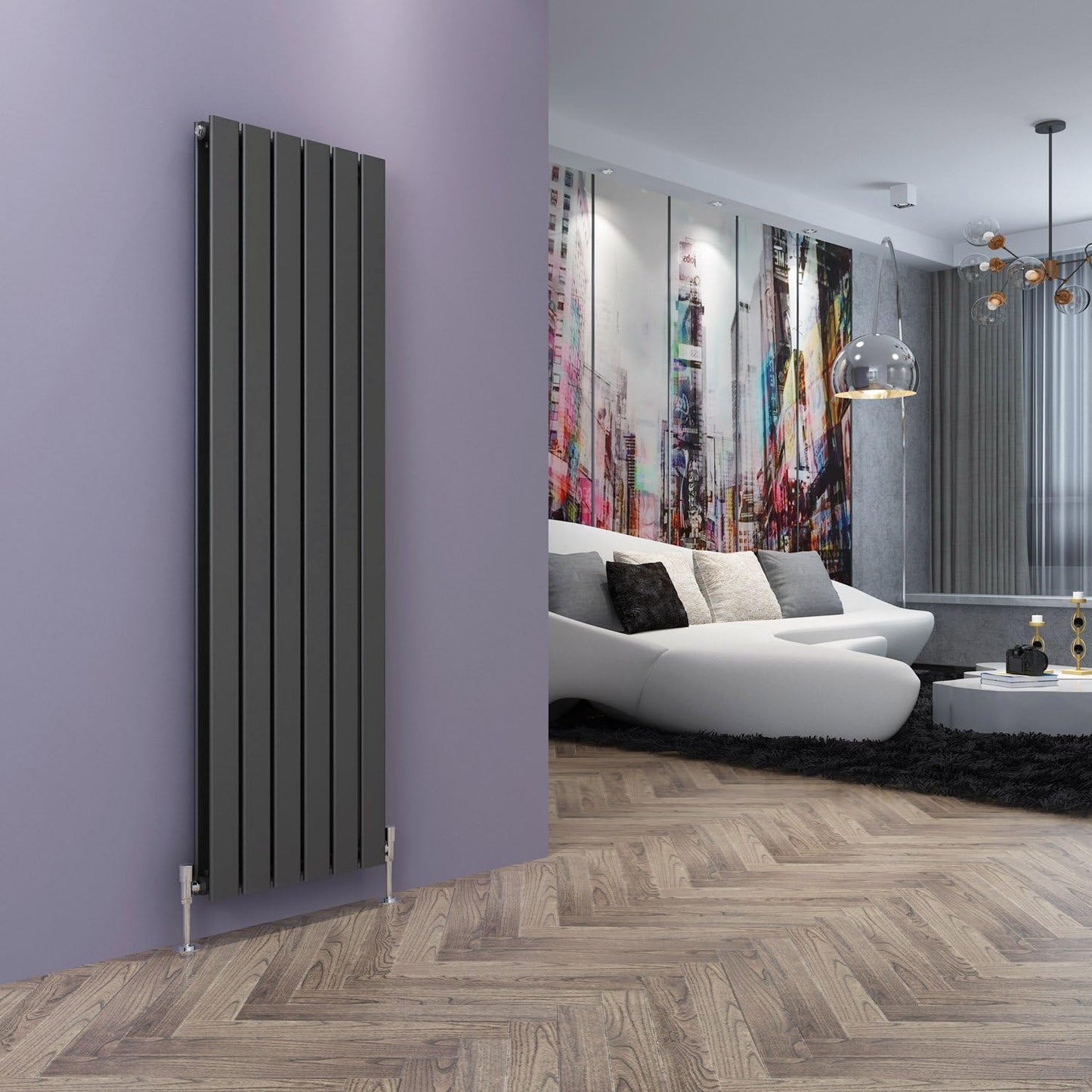 ELEGANT Radiators Vertical White Tall Single Bathroom Kitchen Designer Radiator Flat Panel 1800 x 452 mm