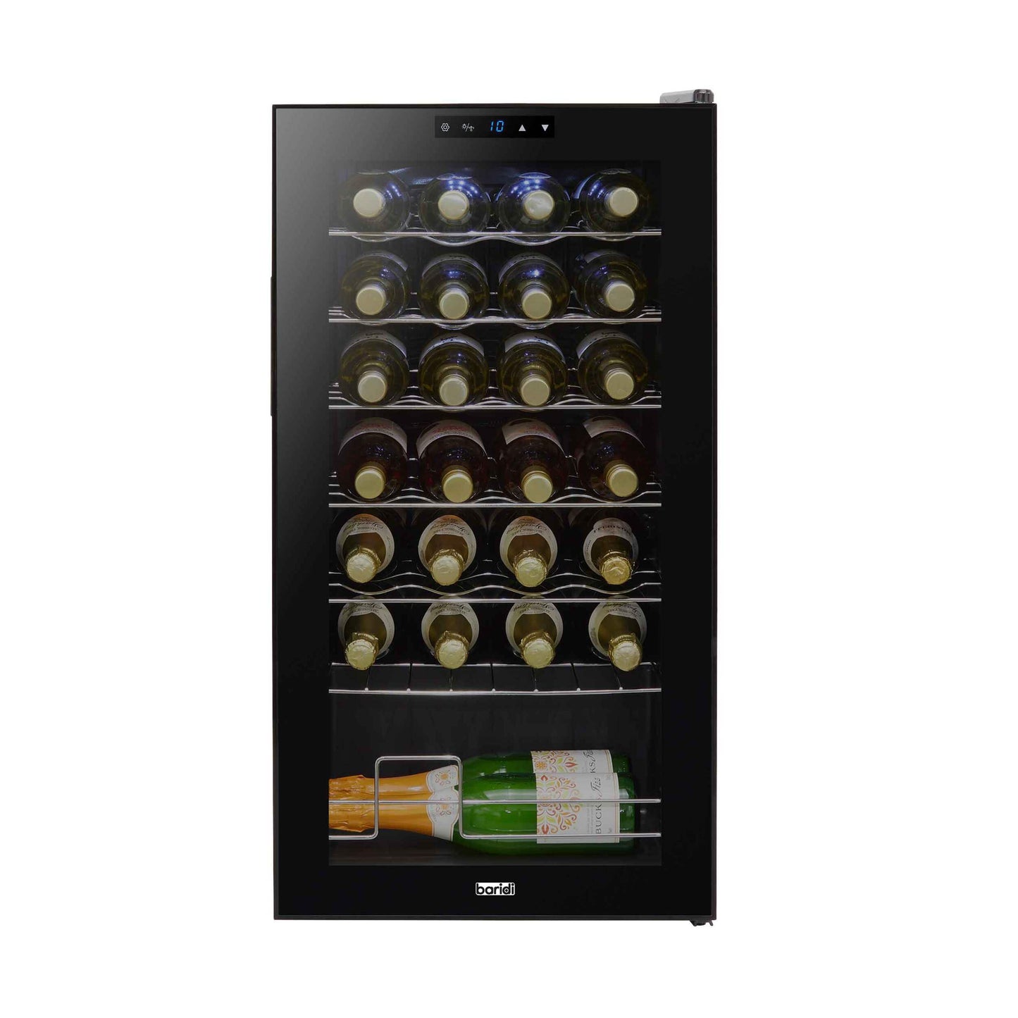 Baridi Black 12 Bottle Wine Fridge Cooler, Super Quiet 25dB, Touch Control, LED - DH73