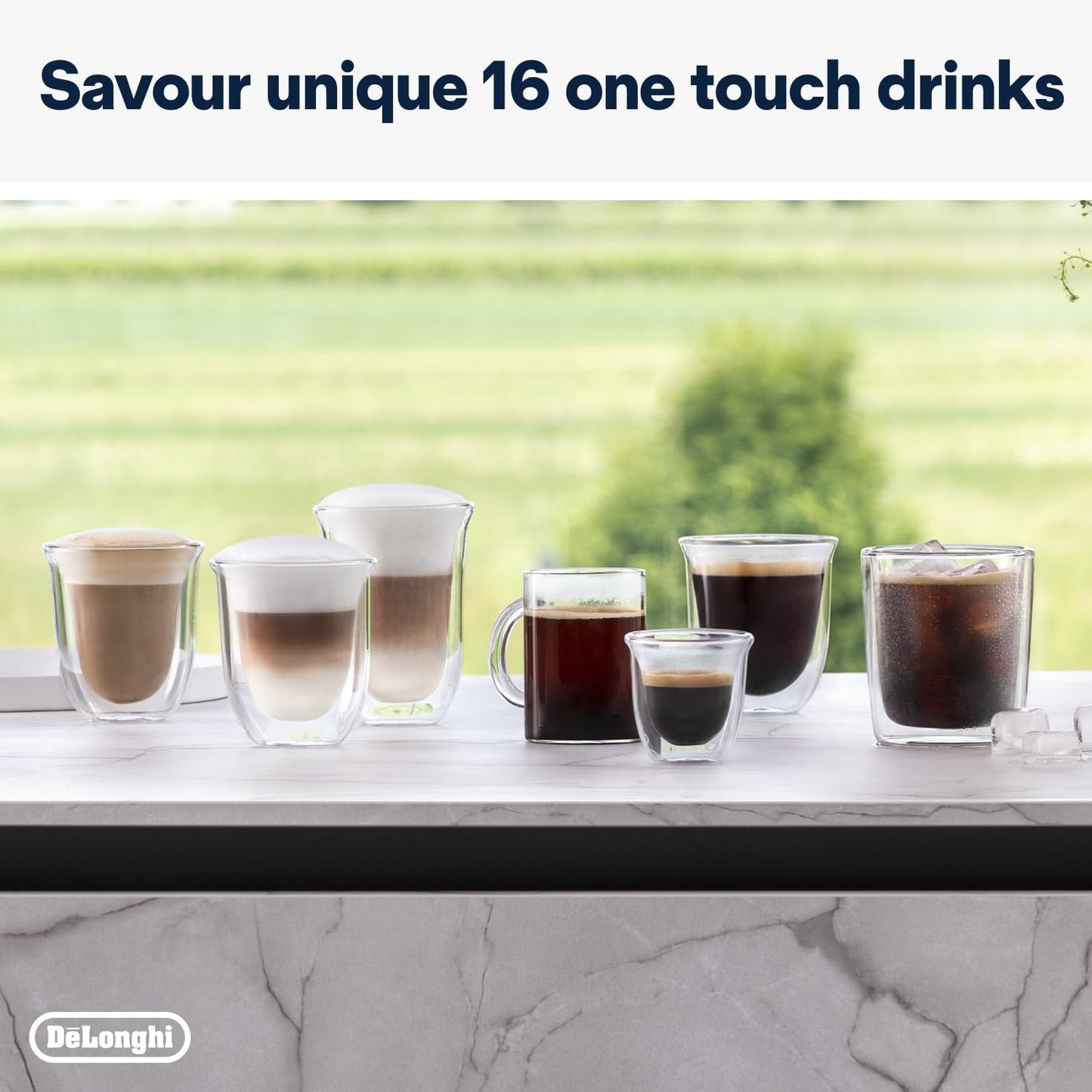 Delonghi Rivelia EXAM440.55.G, Fully Automatic Coffee Machine with LatteCrema Hot, Automatic Milk Frother, Compact Size Bean to Cup Coffee Machine, 16 Recipes, Full Touch Colored Display, Pebble Grey