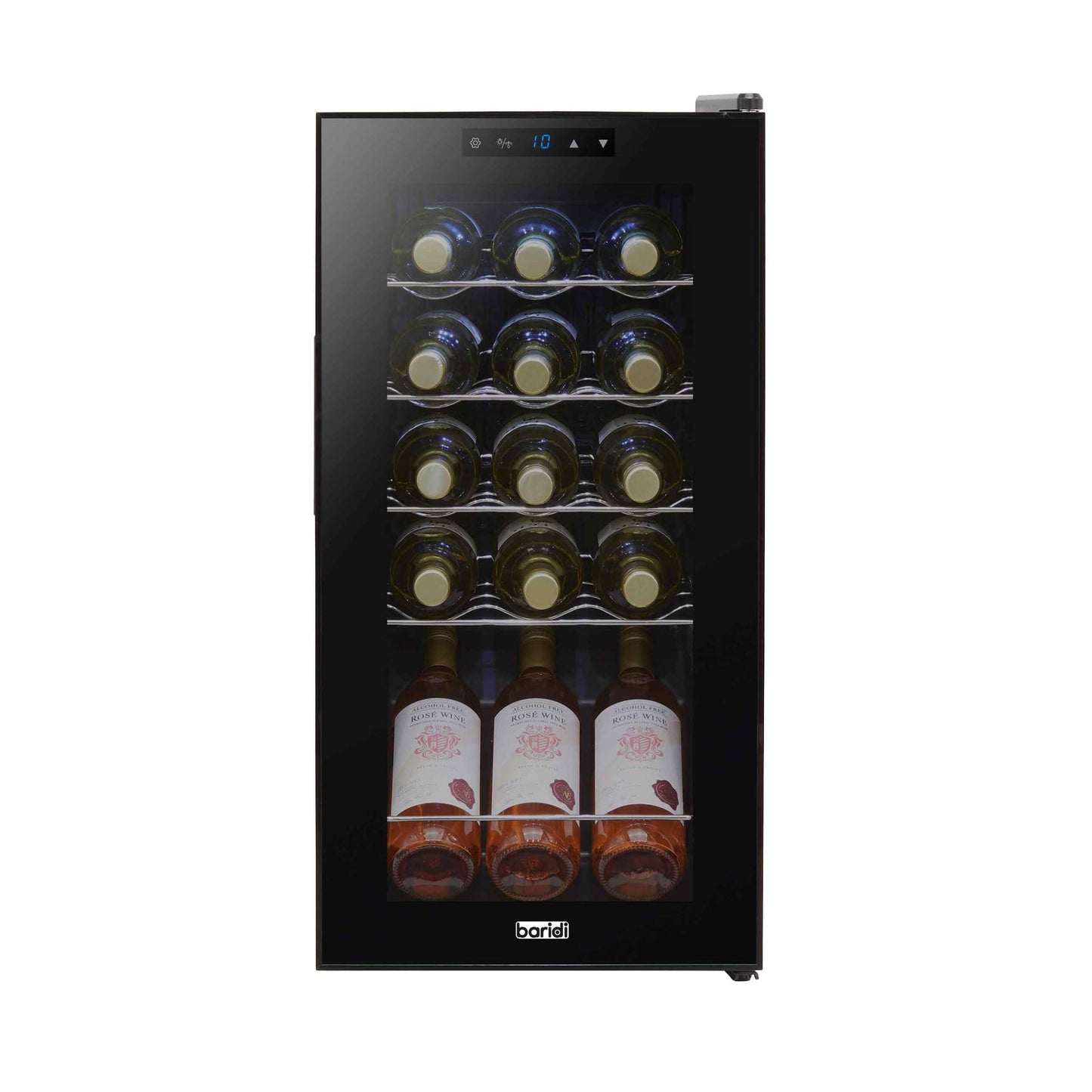 Baridi Black 12 Bottle Wine Fridge Cooler, Super Quiet 25dB, Touch Control, LED - DH73