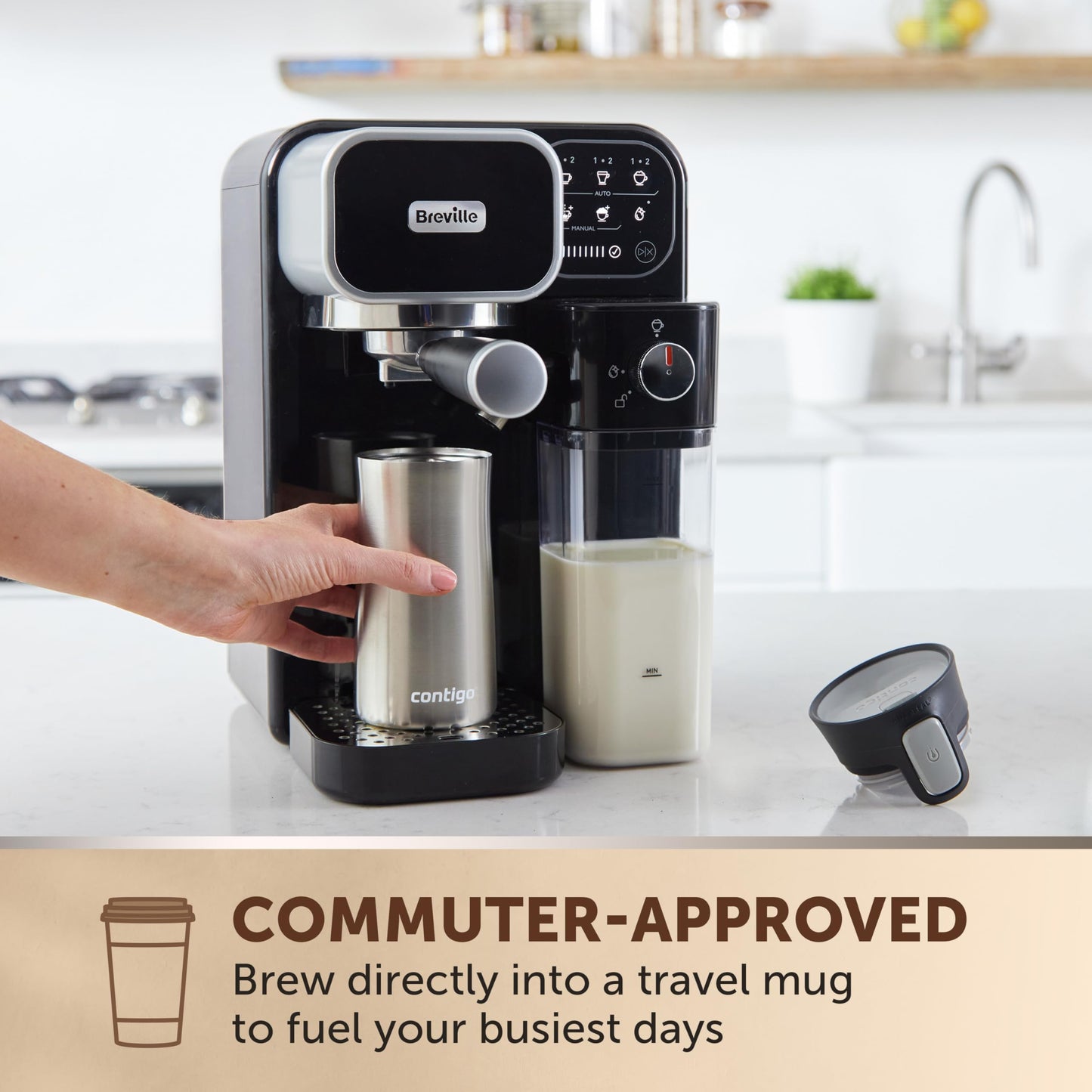 Breville Prima Latte Luxe One Touch Espresso Maker| Espresso, Latte Cappuccino Coffee Maker | 19 Bar Italian Pump | Automatic Milk Frother | ESE Coffee Pod Compatible | Black [VCF166]