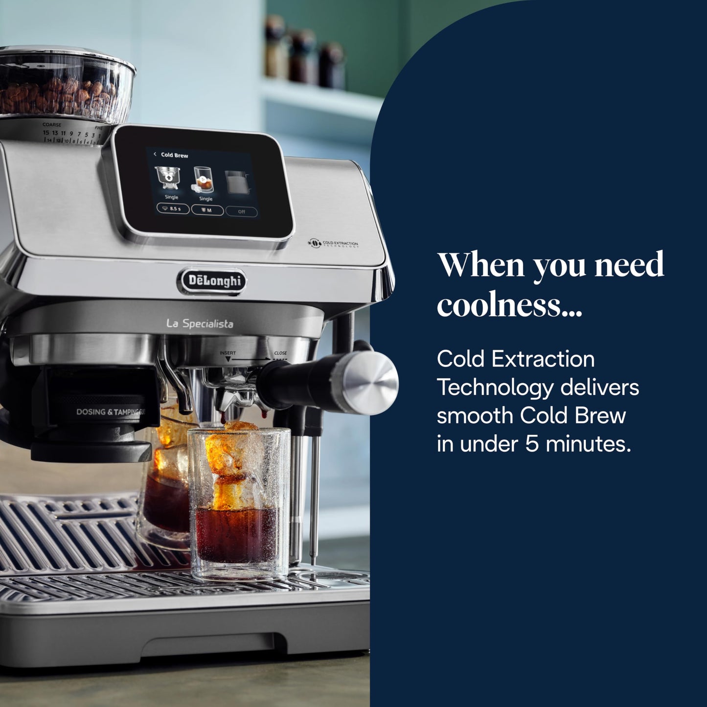 De'Longhi La Specialista Metal Barista Pump Espresso Machine, Bean to Cup Coffee and Cappuccino Maker, EC9155.MB, 1450W, Silver