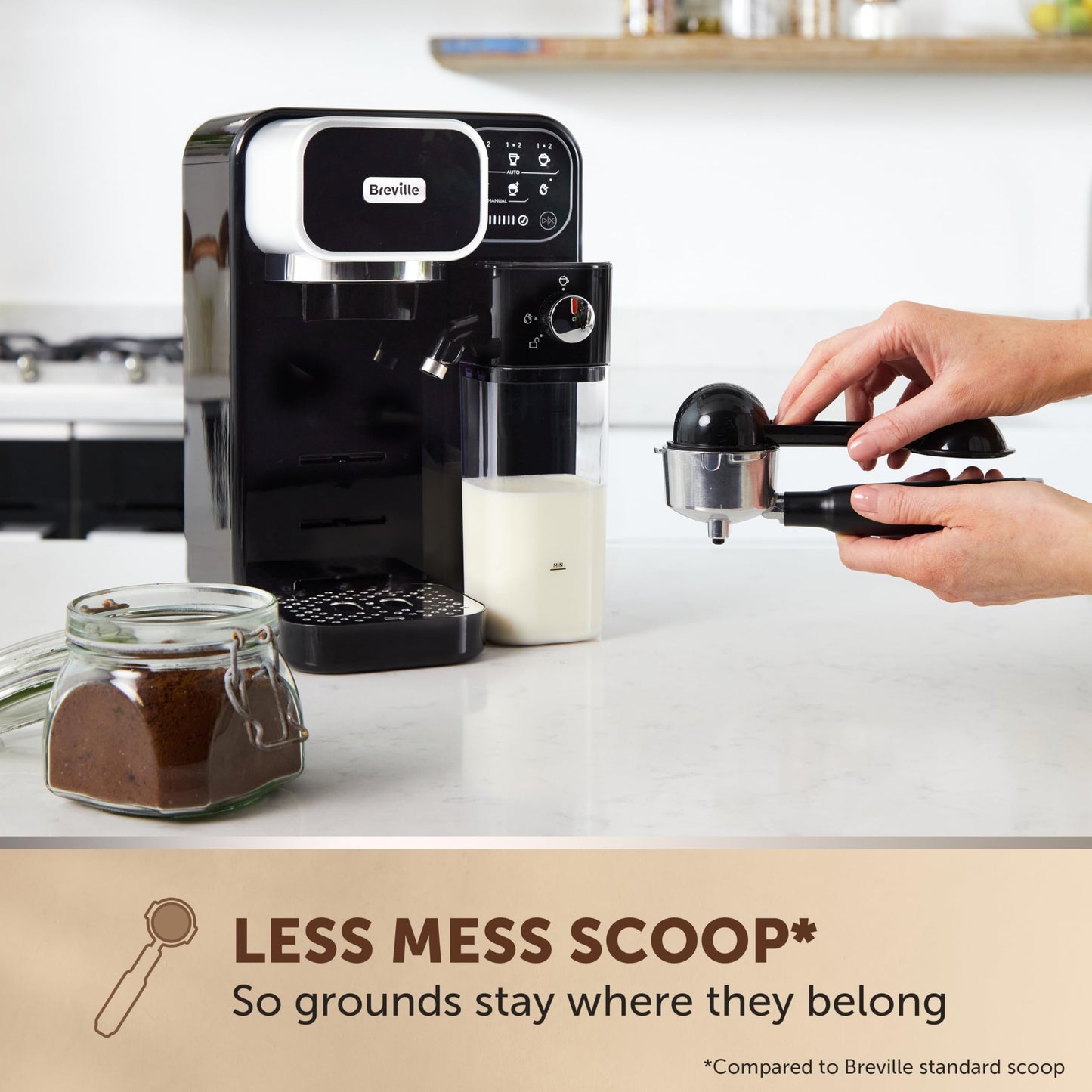 Breville Prima Latte Luxe One Touch Espresso Maker| Espresso, Latte Cappuccino Coffee Maker | 19 Bar Italian Pump | Automatic Milk Frother | ESE Coffee Pod Compatible | Black [VCF166]