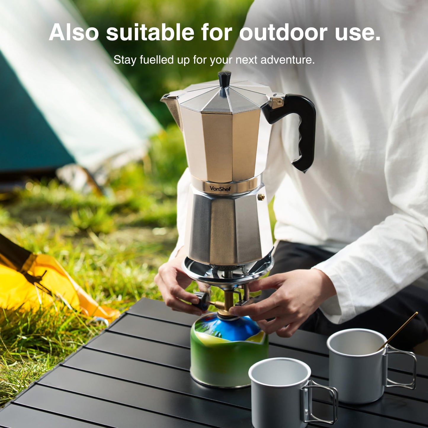 VonShef Stovetop Coffee Maker, 12 Cup Aluminium Italian Espresso Maker, 600ml Gas & Electric Stove Top Moka Pot with Replacement Gasket & Filter