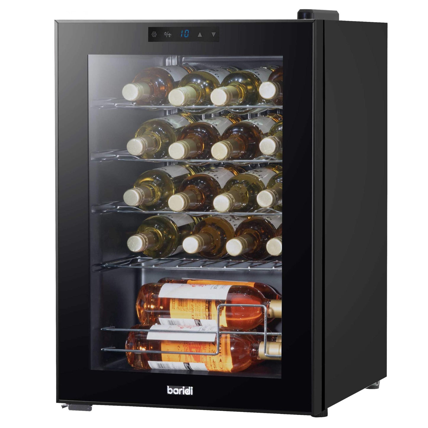 Baridi Black 12 Bottle Wine Fridge Cooler, Super Quiet 25dB, Touch Control, LED - DH73