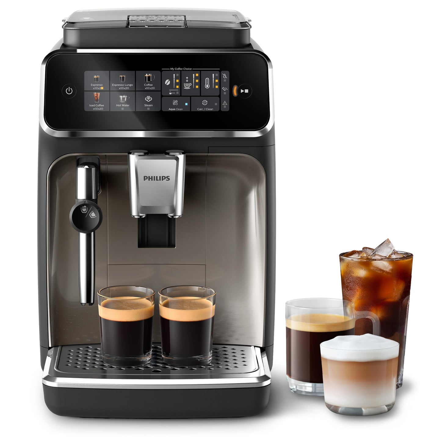 Philips 5500 Series Bean to Cup Coffee Machine – 20 Hot & Iced drinks, LatteGo Milk Frother, Fastest-to-Clean, 40% Quieter, Ceramic Grinder, Fully Automatic Espresso & Cappuccino maker – EP5546/70