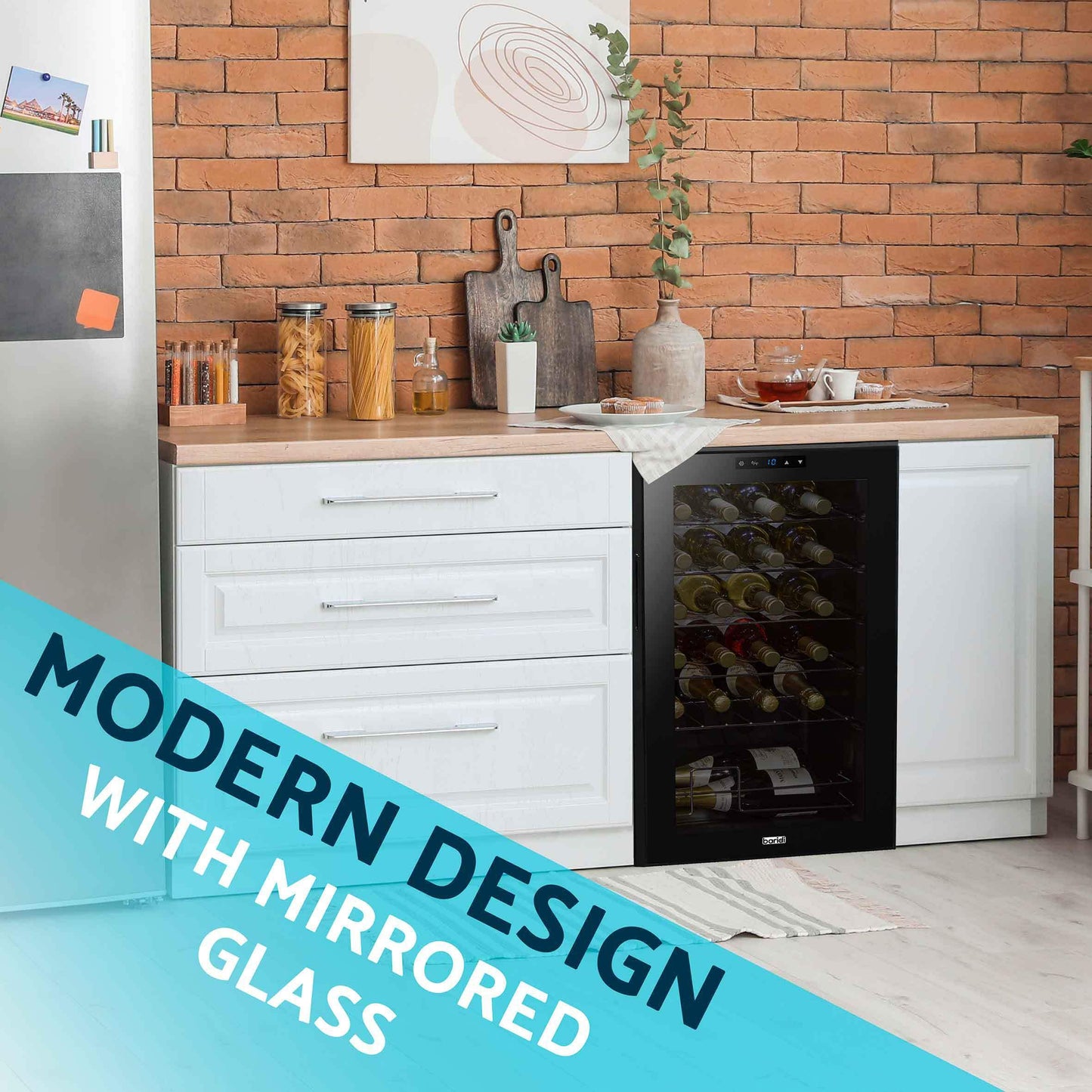 Baridi Black 12 Bottle Wine Fridge Cooler, Super Quiet 25dB, Touch Control, LED - DH73