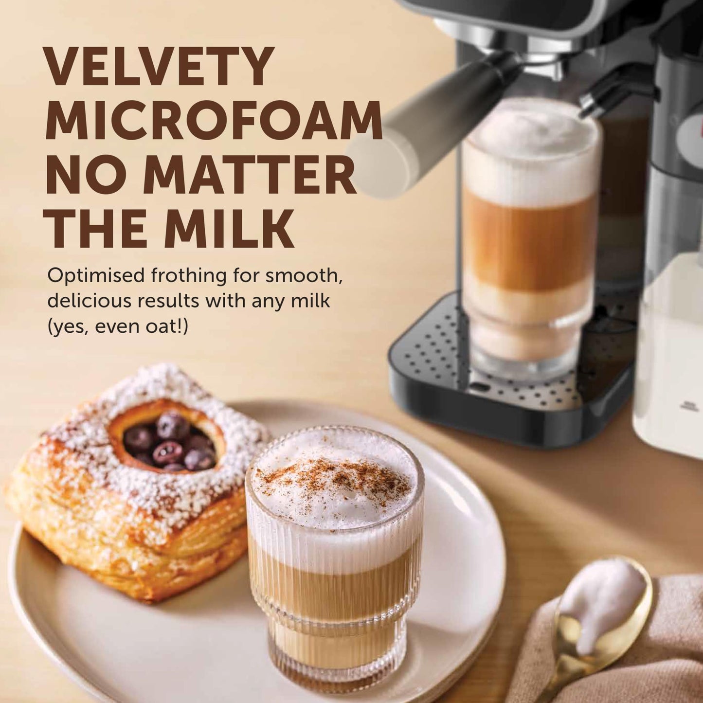 Breville Prima Latte Luxe One Touch Espresso Maker| Espresso, Latte Cappuccino Coffee Maker | 19 Bar Italian Pump | Automatic Milk Frother | ESE Coffee Pod Compatible | Black [VCF166]