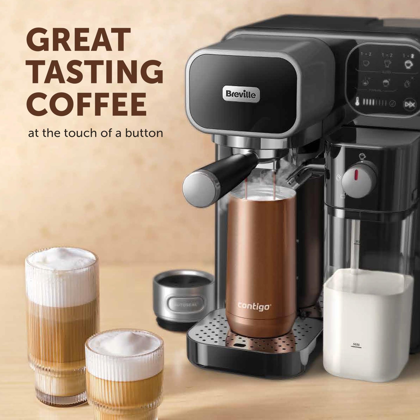 Breville Prima Latte Luxe One Touch Espresso Maker| Espresso, Latte Cappuccino Coffee Maker | 19 Bar Italian Pump | Automatic Milk Frother | ESE Coffee Pod Compatible | Black [VCF166]