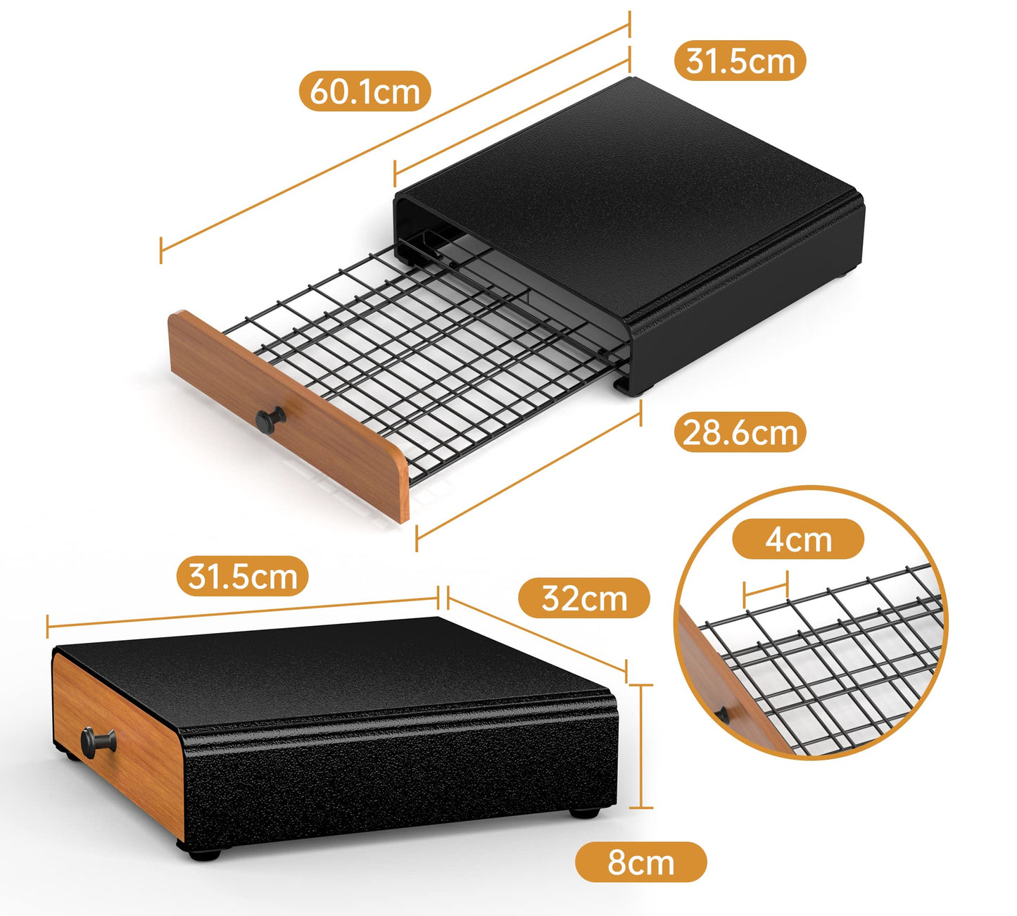 HFHOME Coffee Capsule Drawer Compatible for Tassimo Max Capacity 64 Pods - Tassimo Stand & Pod Storage Drawer, Anti-vibration Design Coffee Station Organizer- Black