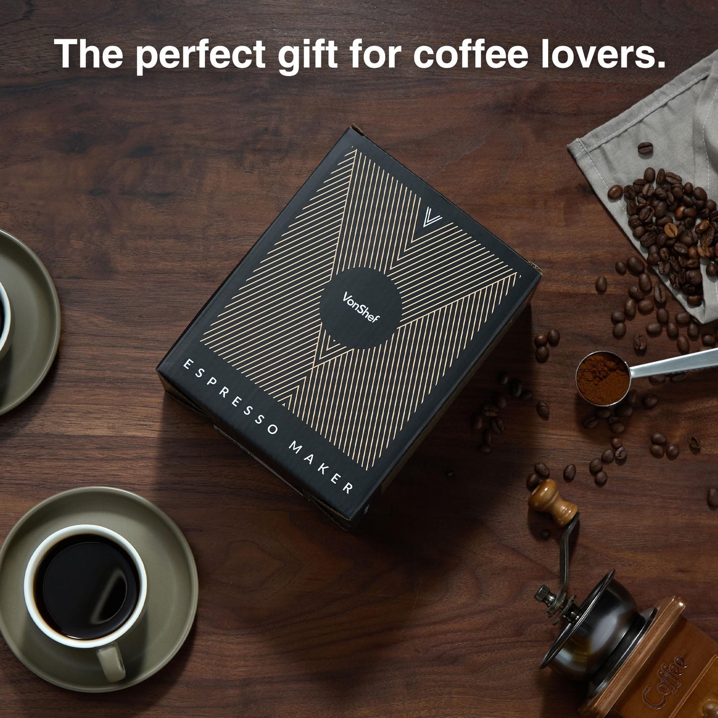 VonShef Stovetop Coffee Maker, 12 Cup Aluminium Italian Espresso Maker, 600ml Gas & Electric Stove Top Moka Pot with Replacement Gasket & Filter