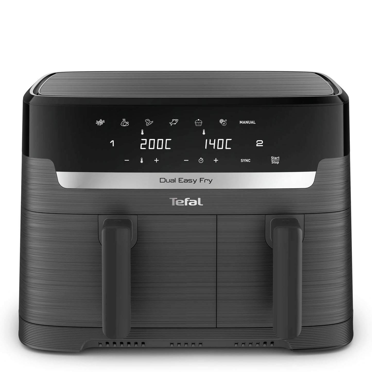 Tefal XXL Dual Easy Fry 11L Air Fryer, Dual Drawer, No Oil, Extra Crisp, Roast, Bake, Reheat, Dehydrate, 7 Pre-set Programs, Dishwasher Safe, 8+ Portions, Java-Grey, EY942BG0