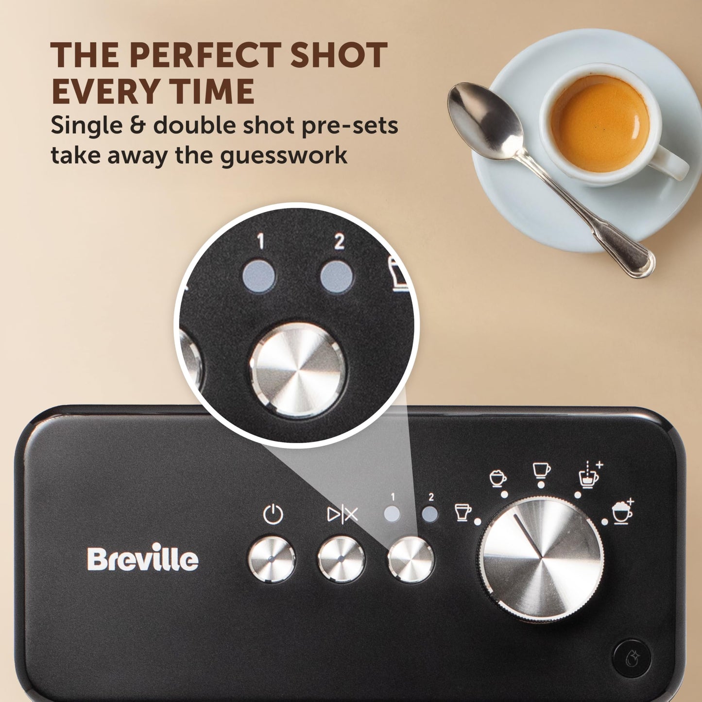 Breville Prima Latte Luxe One Touch Espresso Maker| Espresso, Latte Cappuccino Coffee Maker | 19 Bar Italian Pump | Automatic Milk Frother | ESE Coffee Pod Compatible | Black [VCF166]