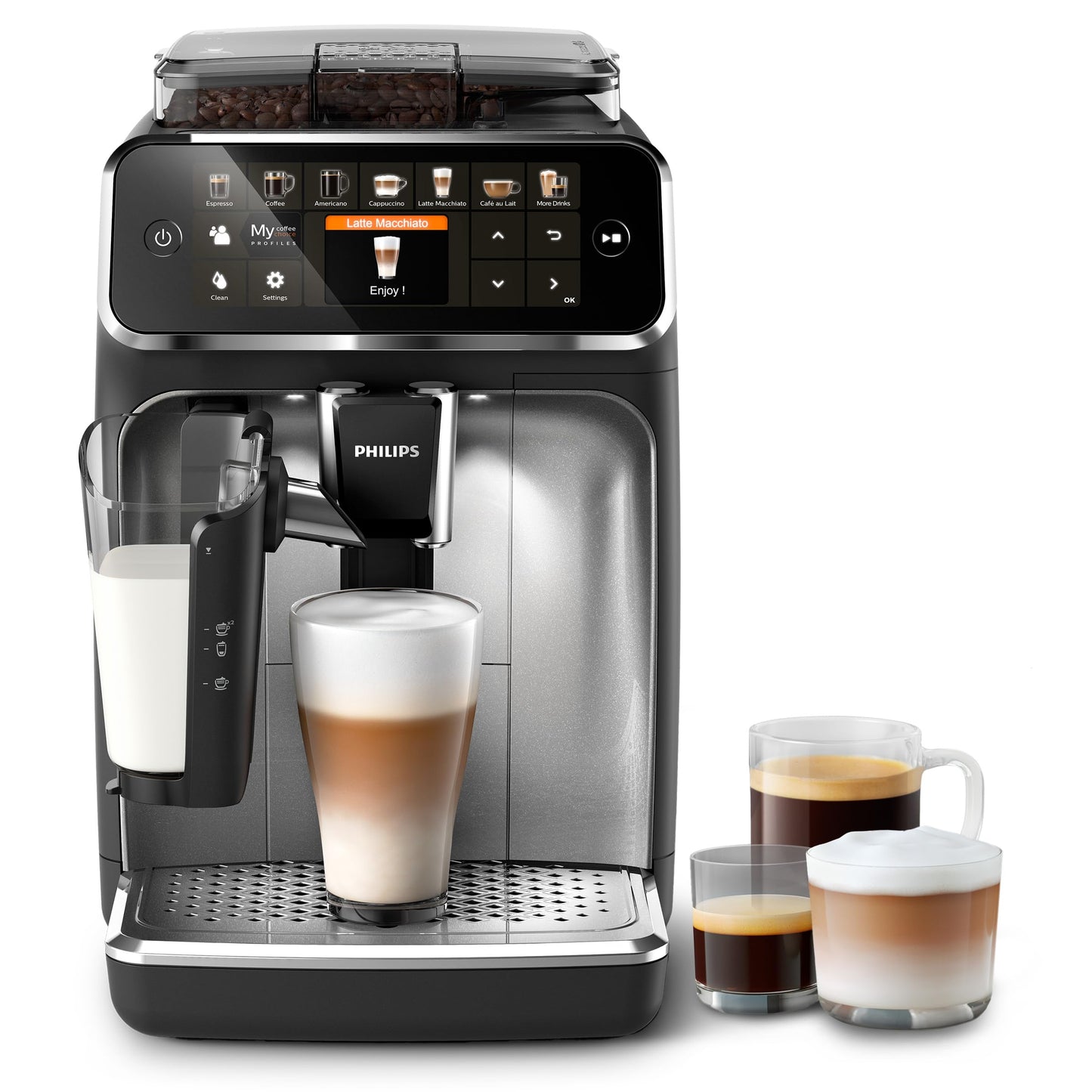 Philips 5500 Series Bean to Cup Coffee Machine – 20 Hot & Iced drinks, LatteGo Milk Frother, Fastest-to-Clean, 40% Quieter, Ceramic Grinder, Fully Automatic Espresso & Cappuccino maker – EP5546/70