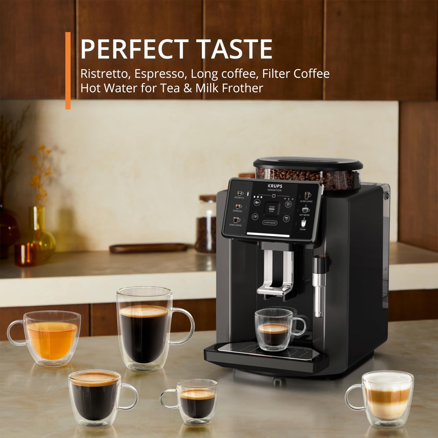 KRUPS EA895N40 Evidence One Automatic Coffee Machine, Espresso, Cappuccino, 2.3 liters, Meteor Grey, 17 Drink Options, Bean to Cup