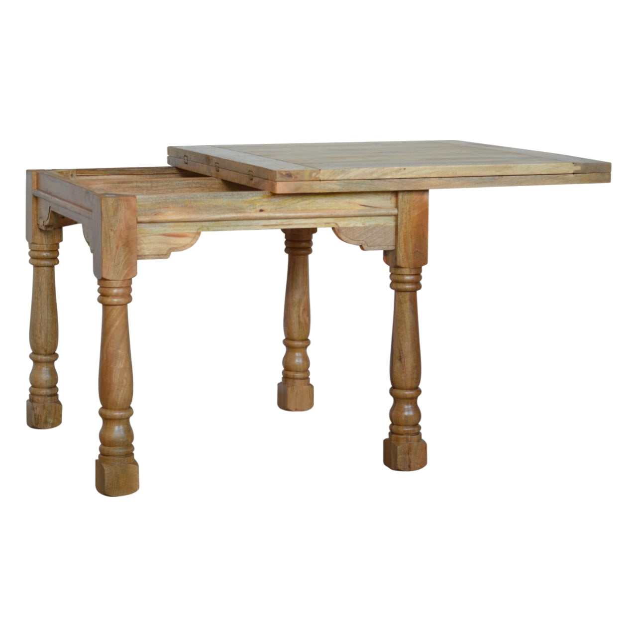 wooden table with spindle legs on a white background