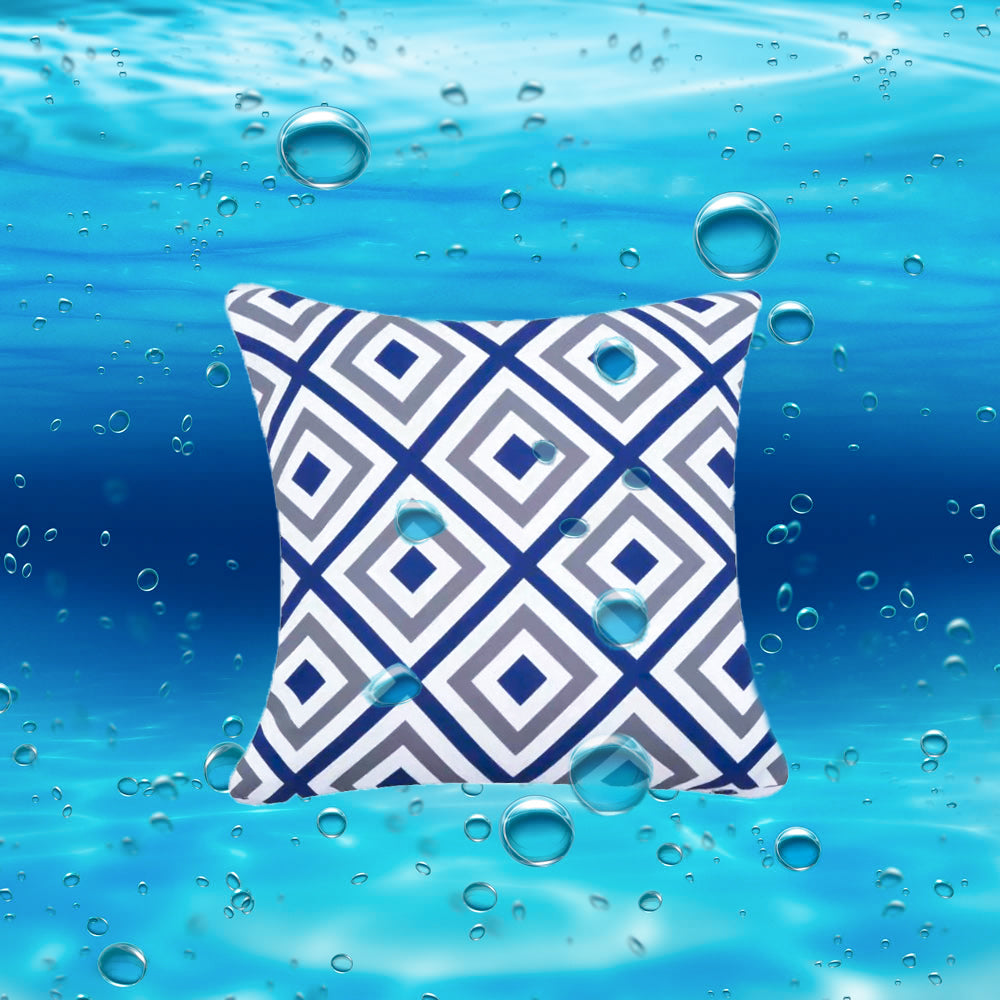 Water Resistant/Outdoor Cushion Covers for Home Garden Outdoor 45x45cm - Blue Colour (Set of 6 & 4)-2