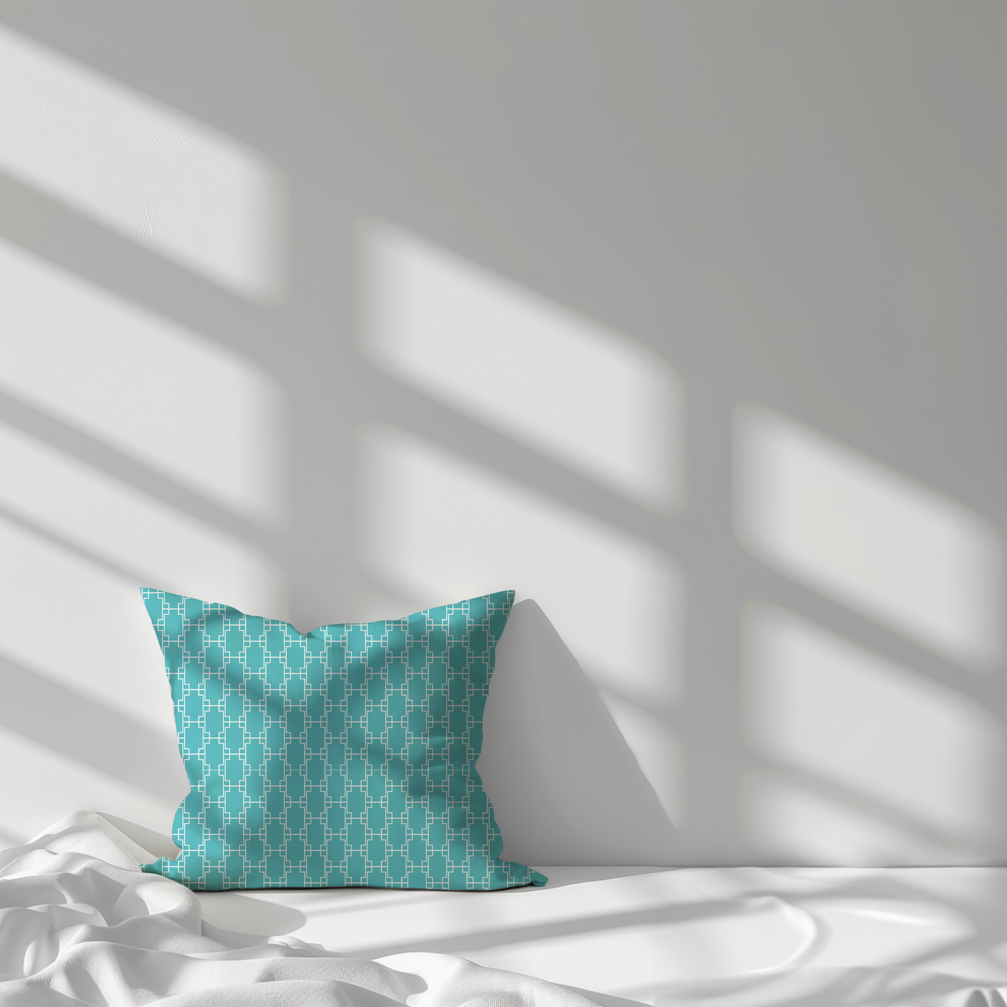 Turquoise and White Modern Geometric Cushion Cover – Blue Cotton Cushion Cover