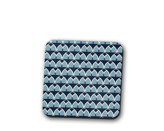 Blue Geometric Arches Design Coaster, Table Decor Drinks Mat