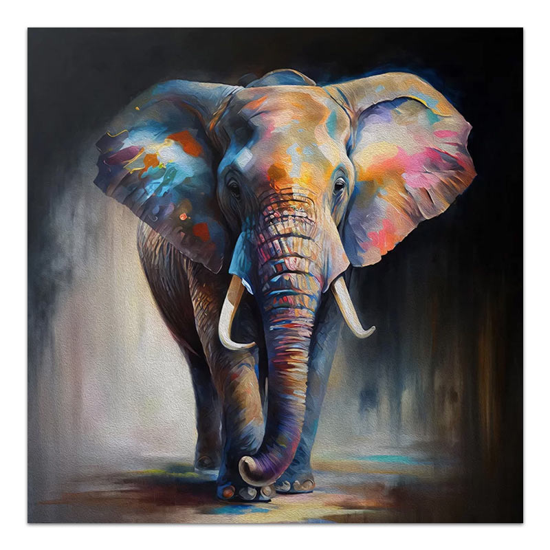 Painting on Canvas ELEPHANT DESIGN digital printing 100x100x3cm-0