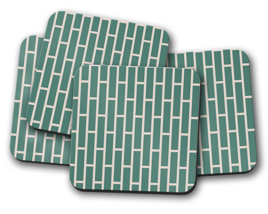 Green and Beige Geometric Design Coaster, Table Decor Drinks Mat