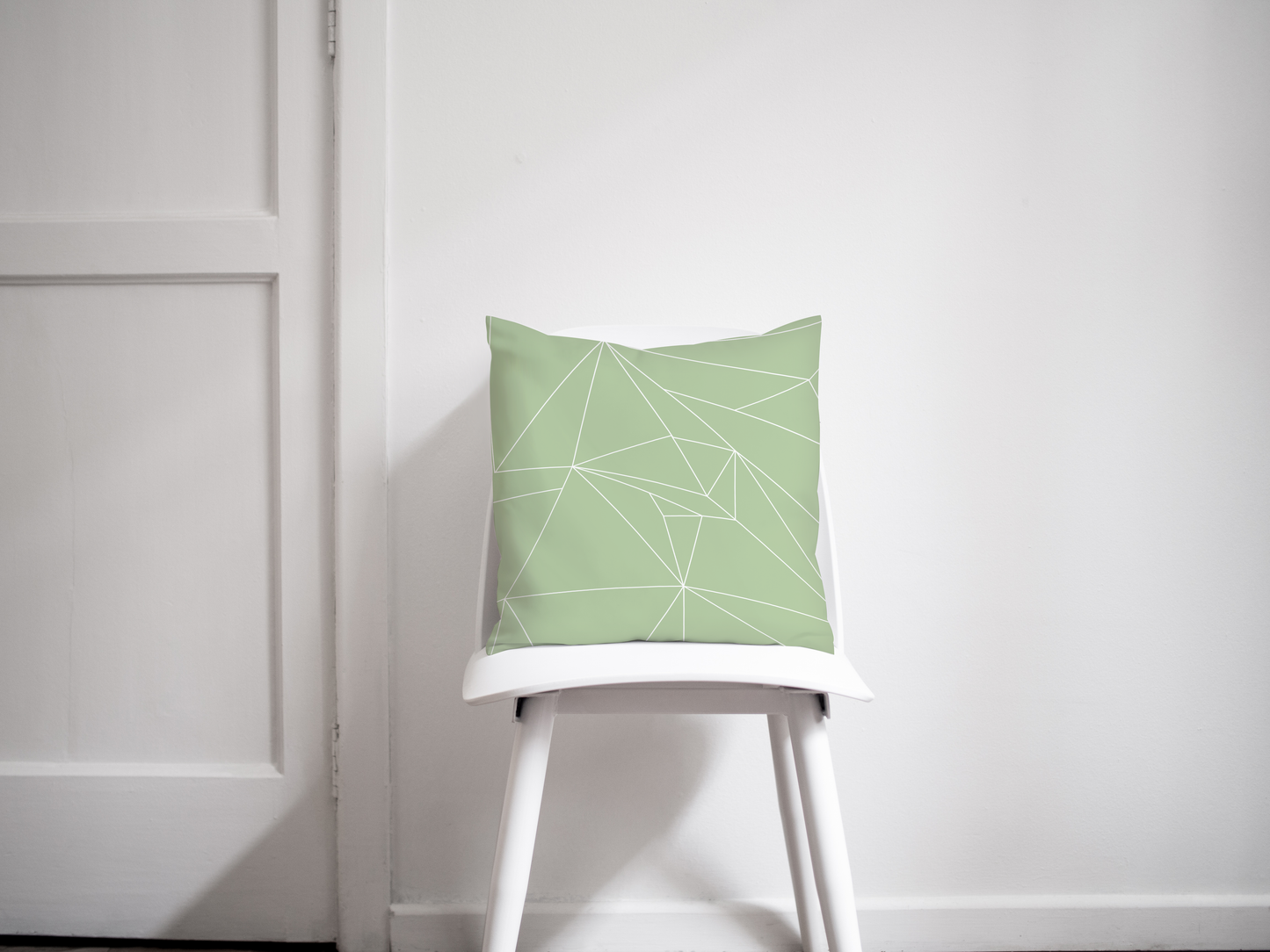 Sage Green and White Minimalist Cushion, Contemporary Geometric Throw Pillow