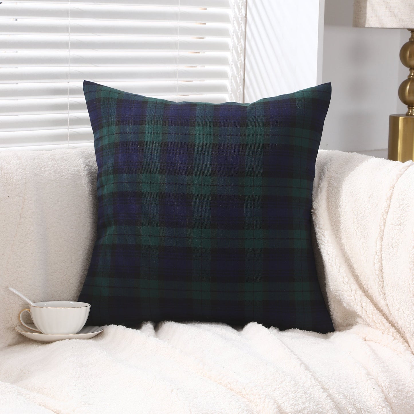 Polyster Cotton Tartan Check Cushion Cover Home Sofa 45x45 CM (18"x18") & 50x50 CM (20"x20") - 3 Designs-5