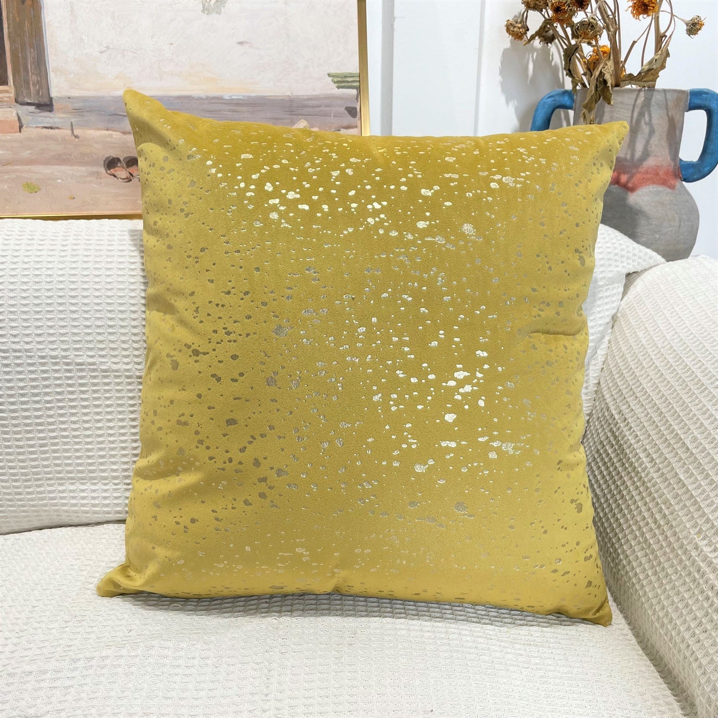 Gold Stamp Dots Velvet Cushion Covers 45 x 45 cm - Available in 8 Colours-6