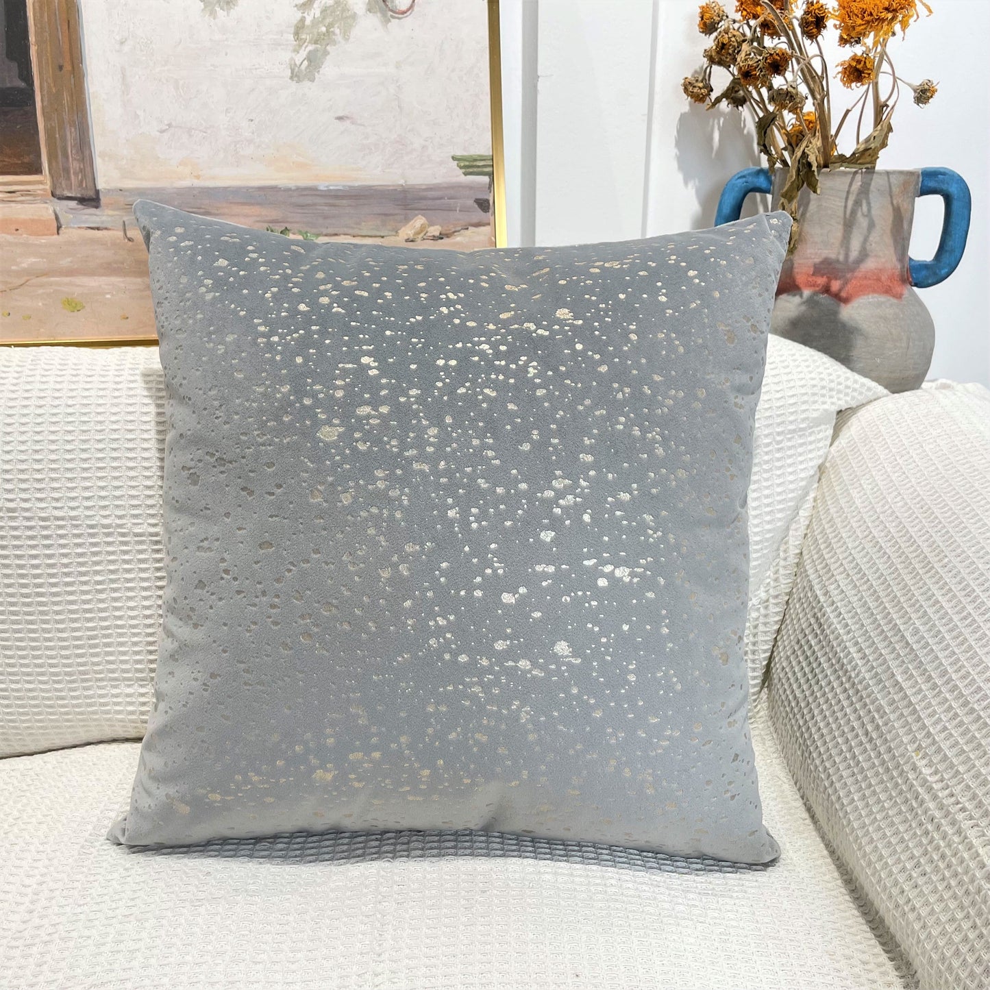 Gold Stamp Dots Velvet Cushion Covers 45 x 45 cm - Available in 8 Colours-8