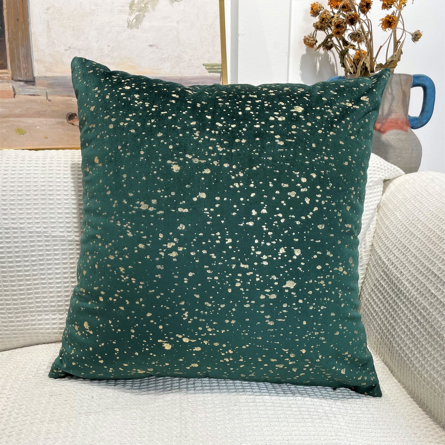 Gold Stamp Dots Velvet Cushion Covers 45 x 45 cm - Available in 8 Colours-12