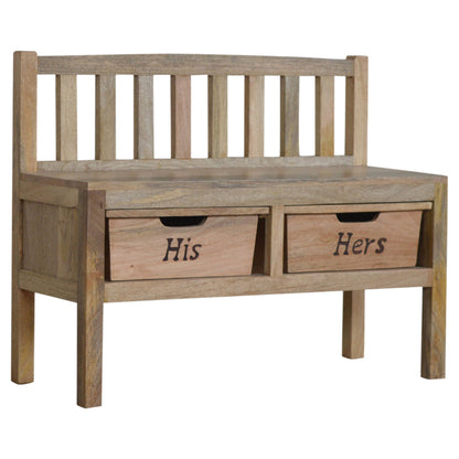 wholesale 'His &amp; Hers' Carved Storage Bench for resale