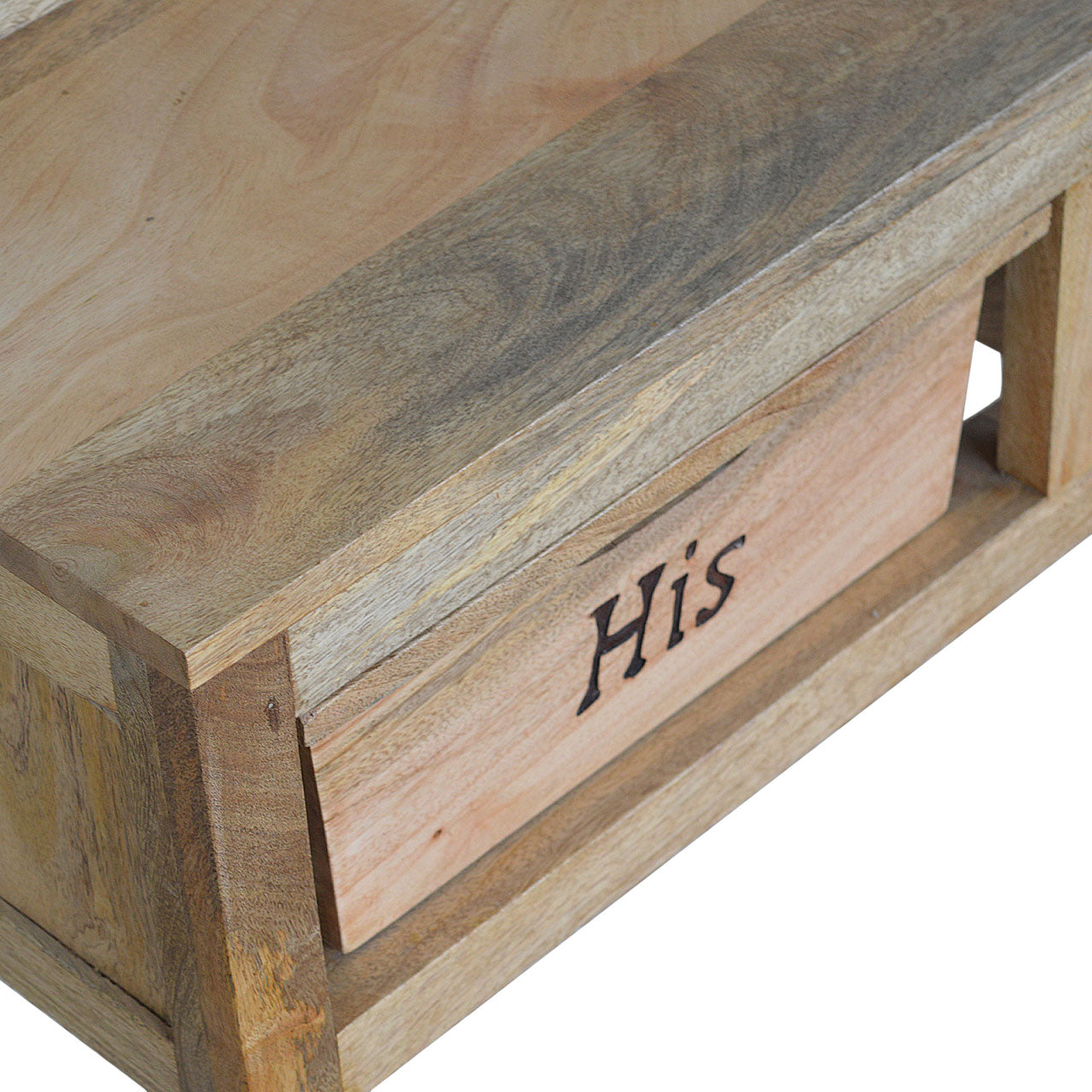 'His &amp; Hers' Carved Storage Bench for resell